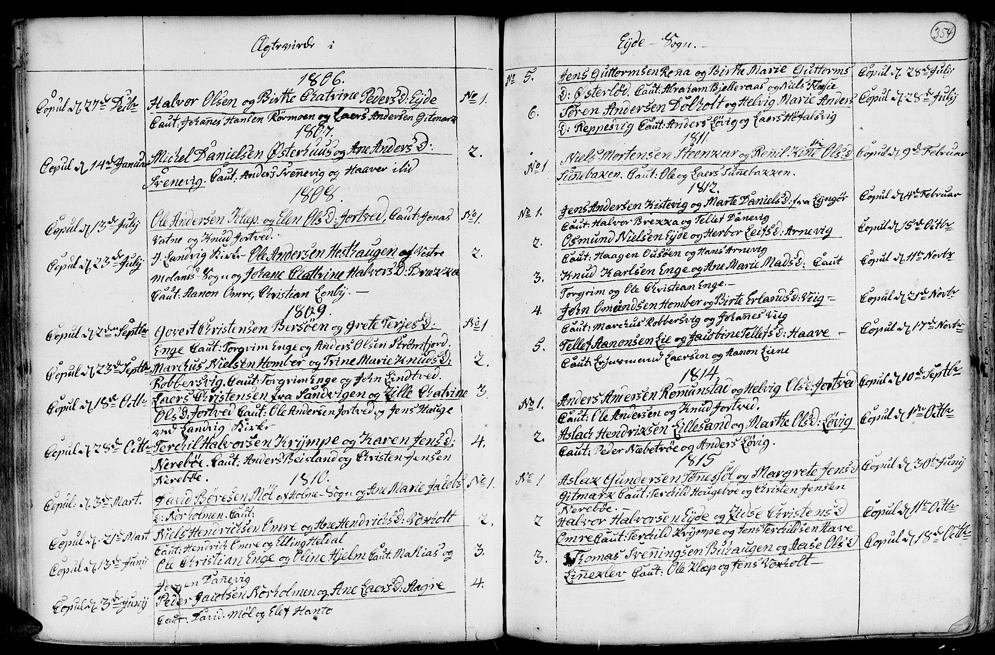 Hommedal sokneprestkontor, SAK/1111-0023/F/Fa/Fab/L0002: Parish register (official) no. A 2 /2, 1740-1823, p. 354