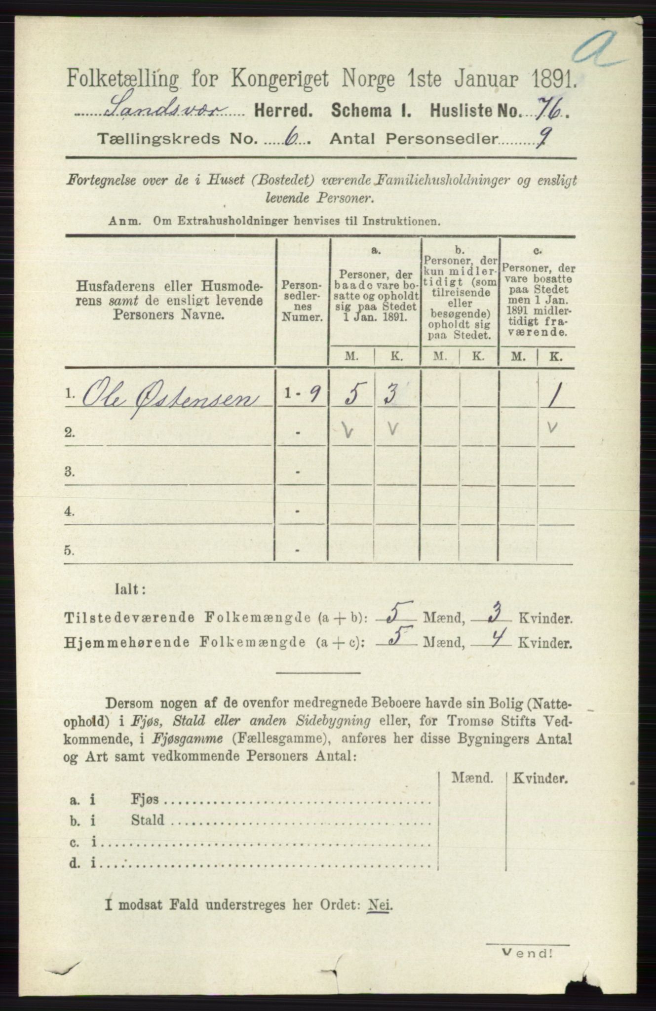 RA, 1891 census for 0629 Sandsvær, 1891, p. 3379