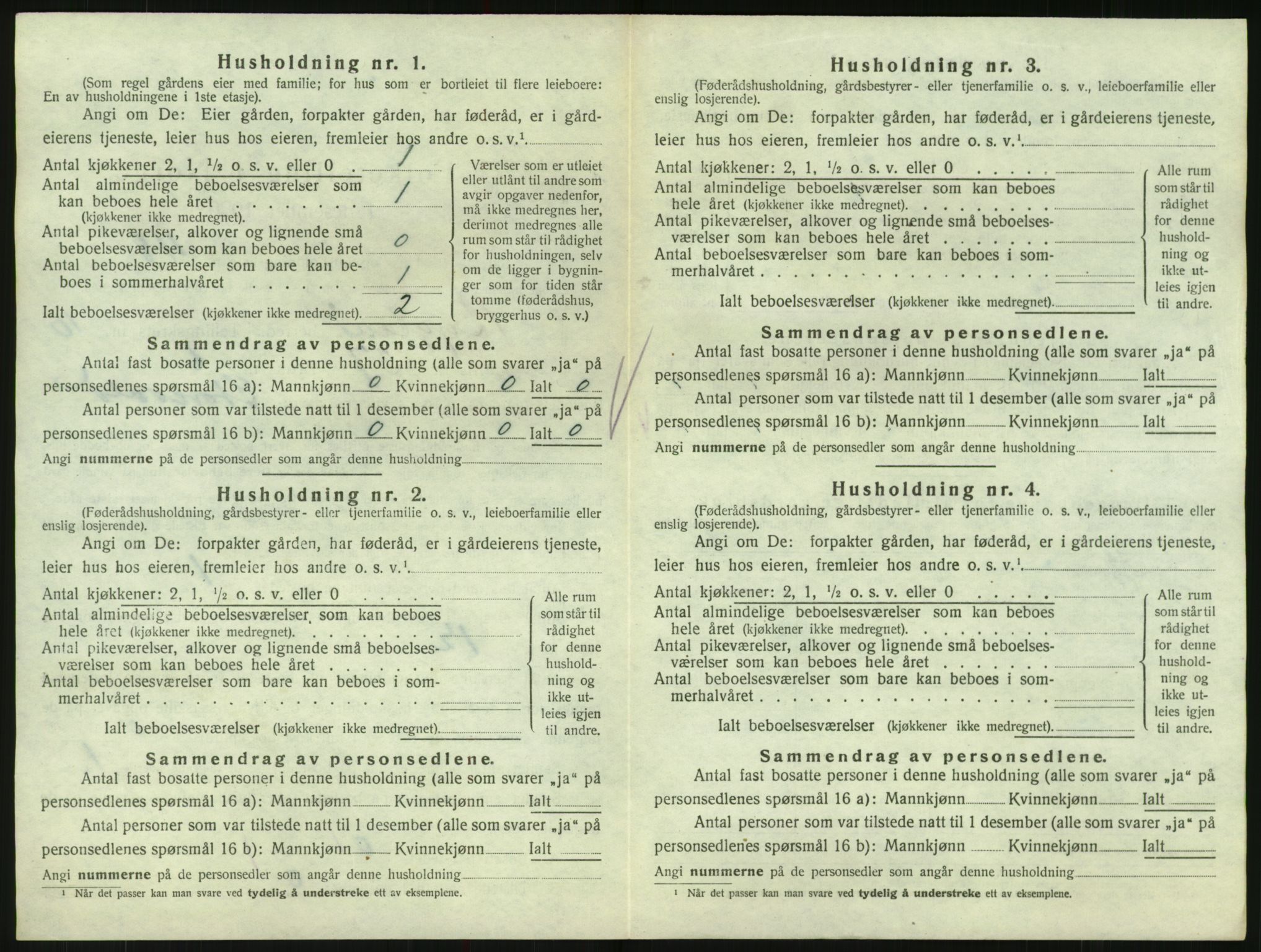 SAK, 1920 census for Bygland, 1920, p. 654