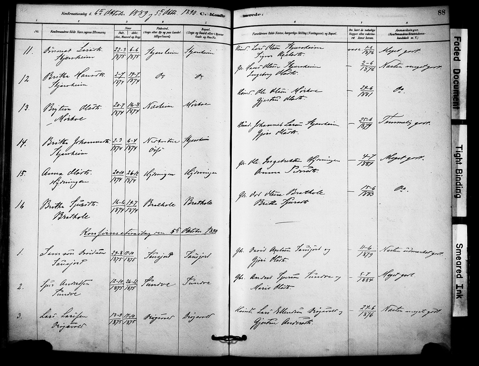 Vossestrand Sokneprestembete, SAB/A-79101/H/Haa: Parish register (official) no. C 1, 1878-1903, p. 88