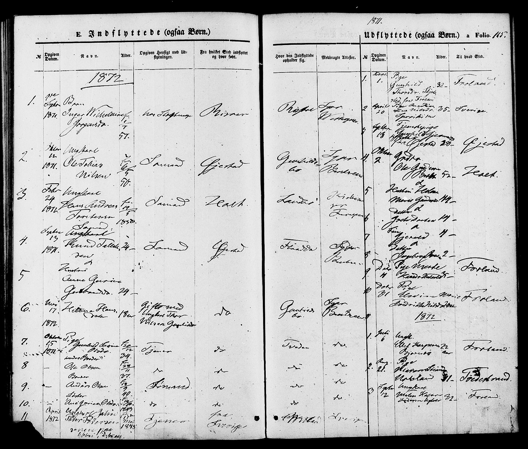 Austre Moland sokneprestkontor, AV/SAK-1111-0001/F/Fa/Faa/L0009: Parish register (official) no. A 9, 1869-1879, p. 165