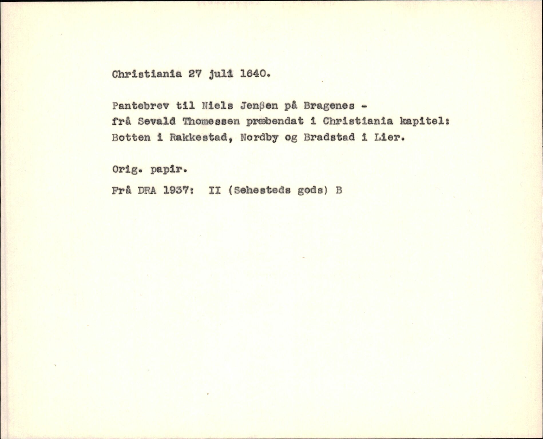 Riksarkivets diplomsamling, AV/RA-EA-5965/F35/F35f/L0001: Regestsedler: Diplomer fra DRA 1937 og 1996, p. 685