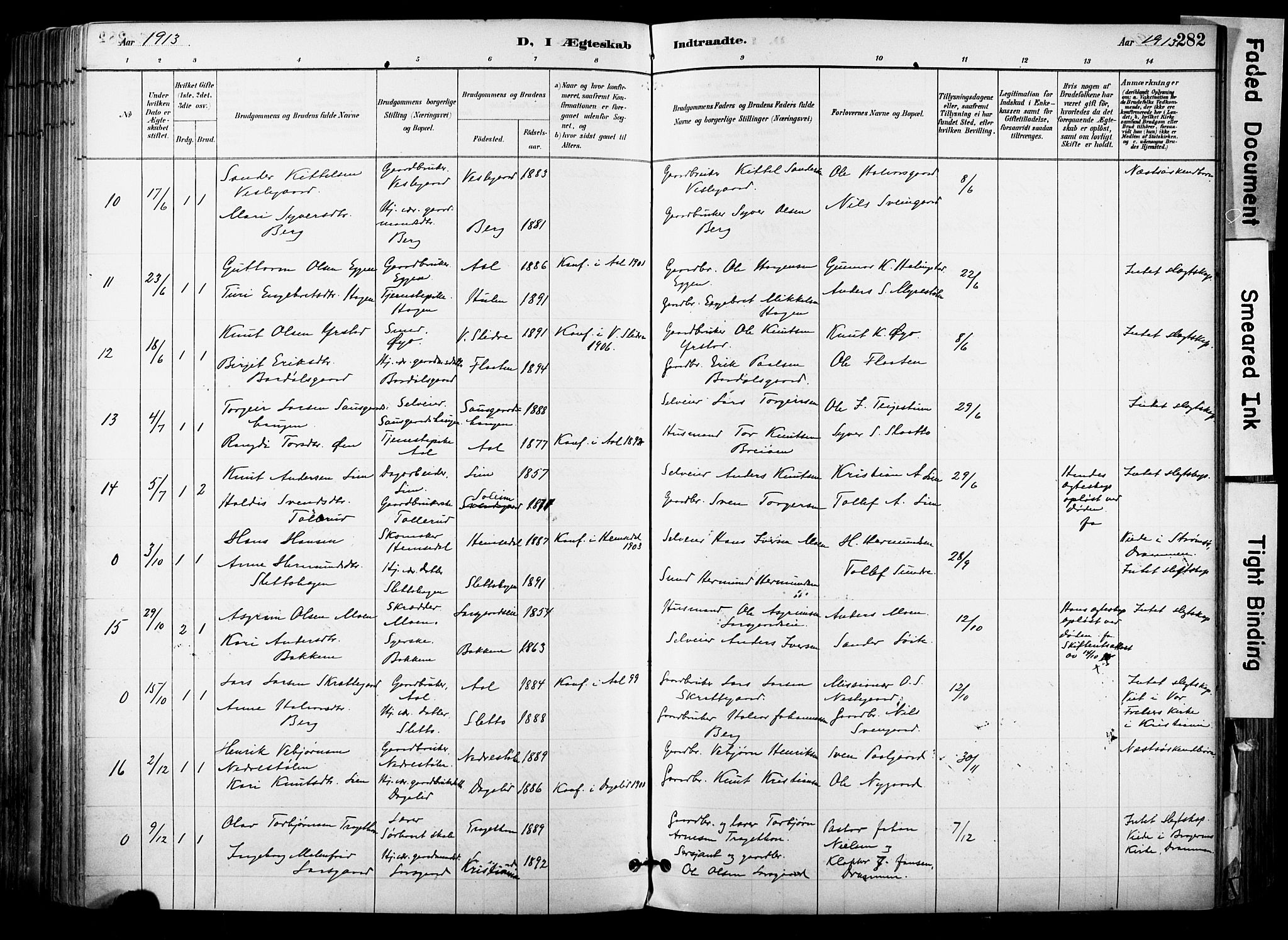 Hol kirkebøker, AV/SAKO-A-227/F/Fa/L0003: Parish register (official) no. I 3, 1887-1918, p. 282