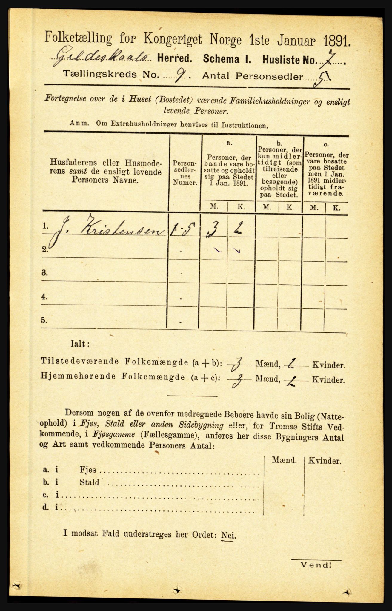 RA, 1891 census for 1838 Gildeskål, 1891, p. 2724