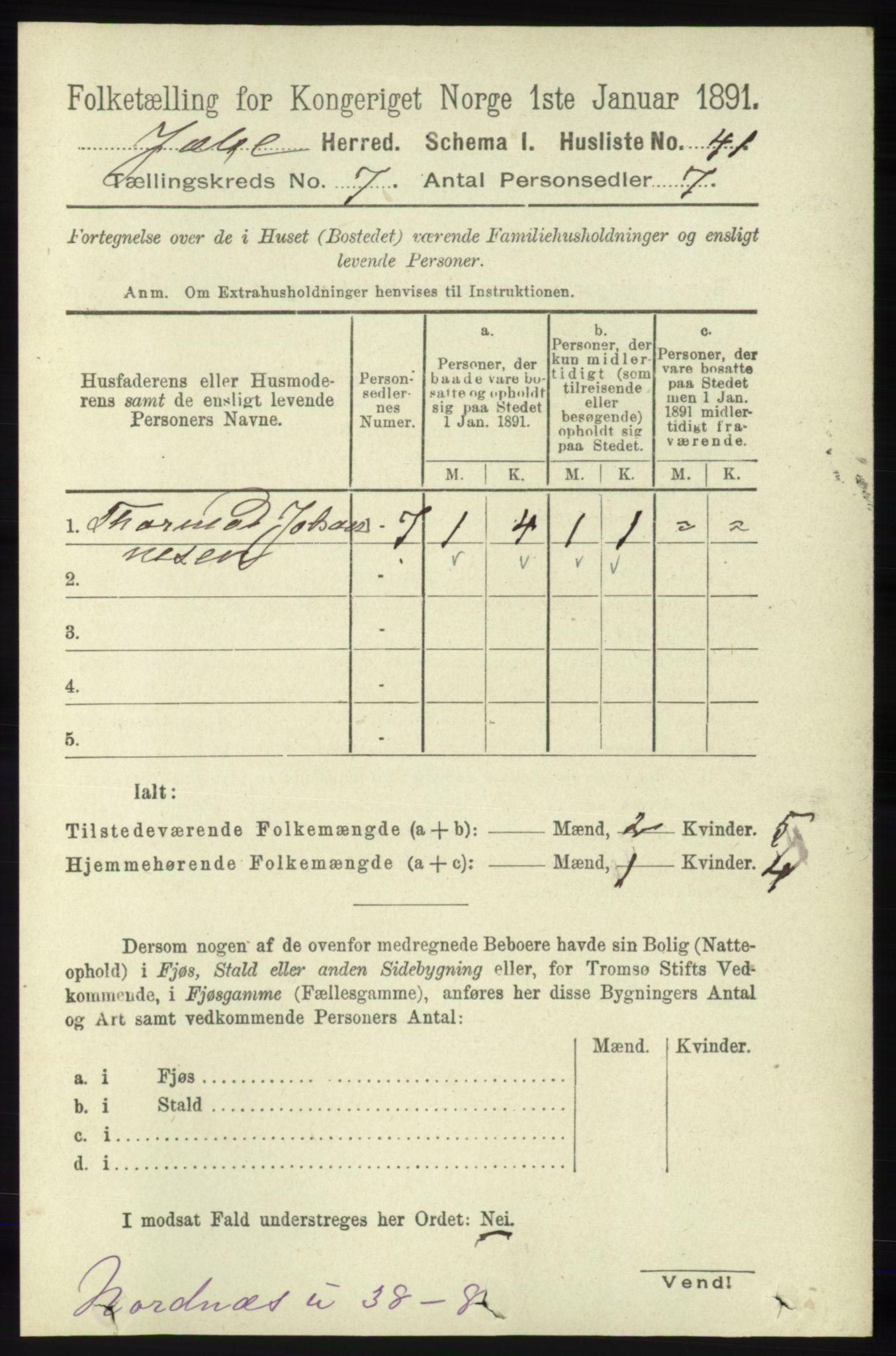 RA, 1891 census for 1138 Jelsa, 1891, p. 1538