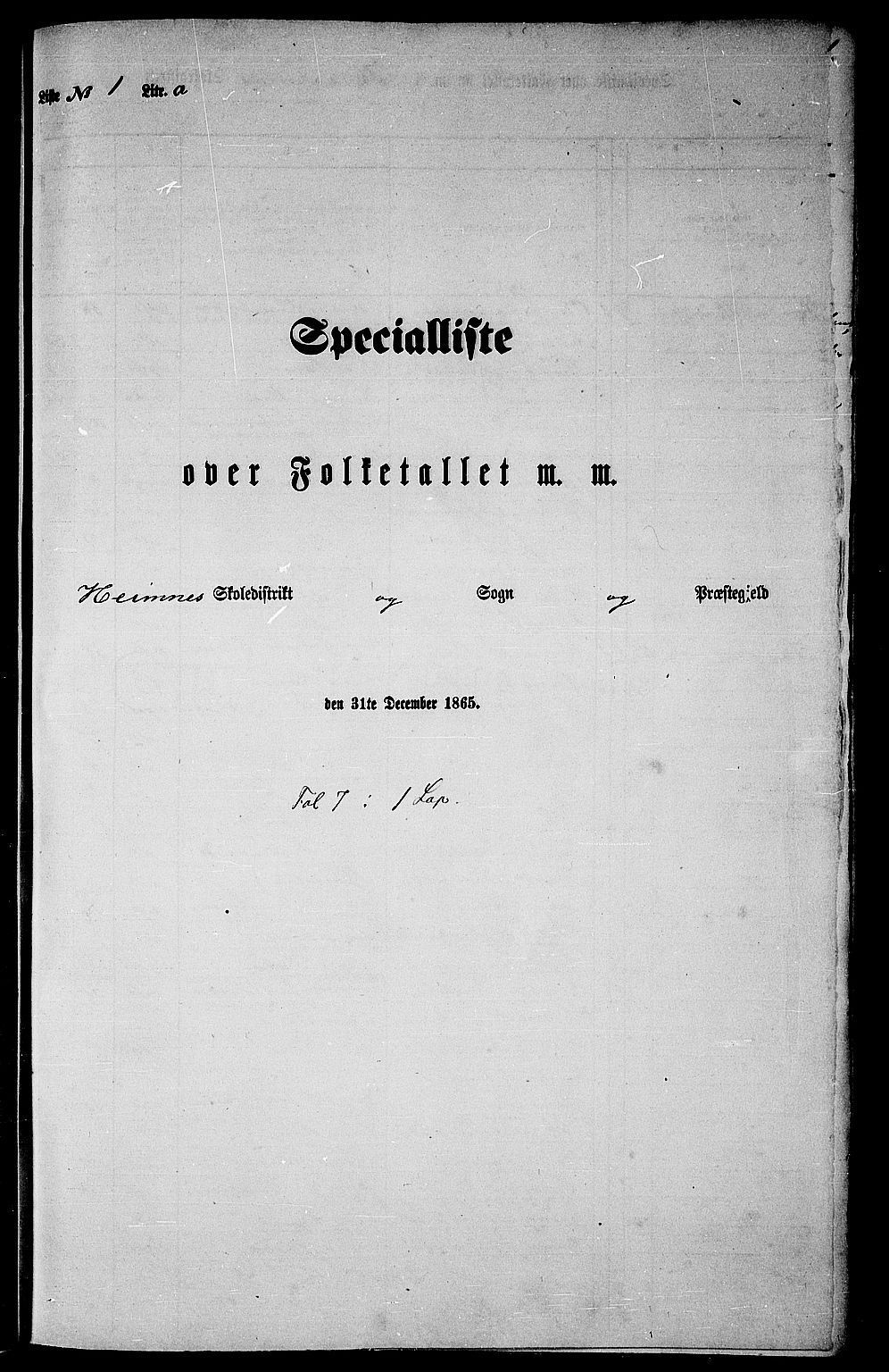 RA, 1865 census for Hemnes, 1865, p. 12