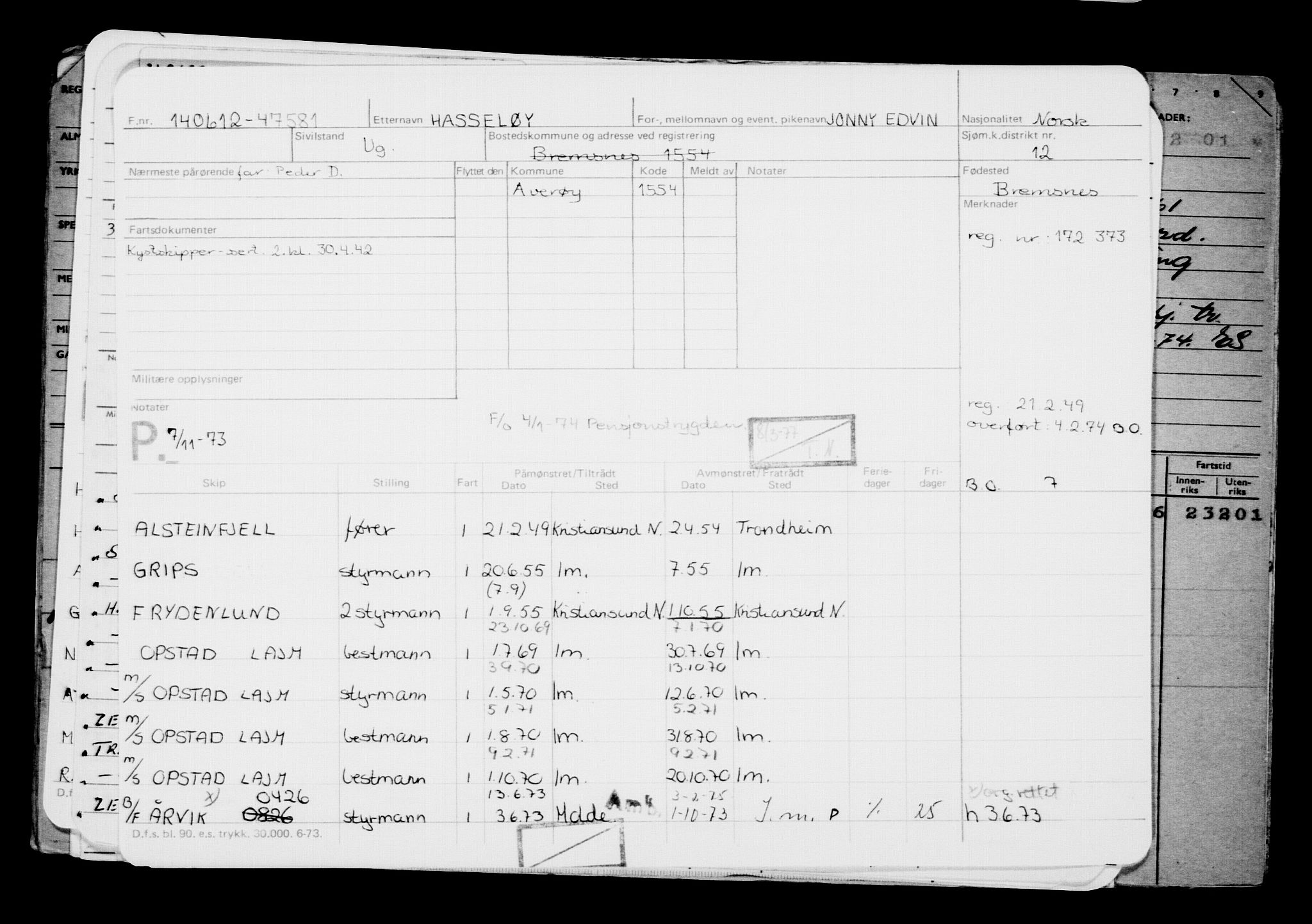 Direktoratet for sjømenn, AV/RA-S-3545/G/Gb/L0105: Hovedkort, 1912, p. 249