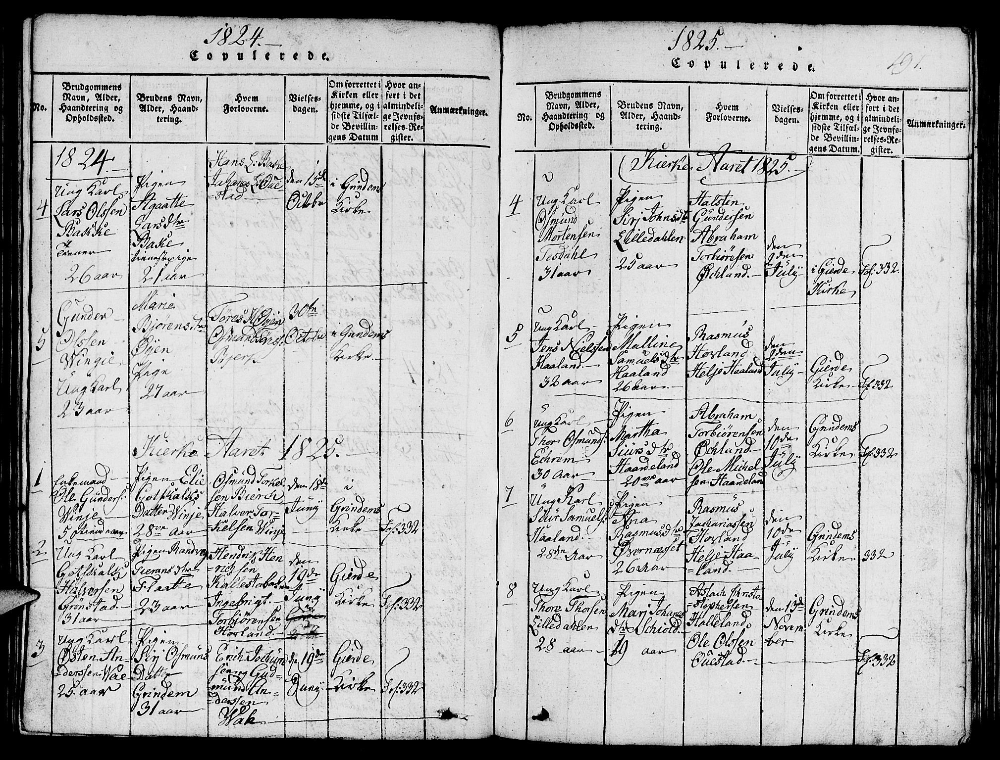 Etne sokneprestembete, SAB/A-75001/H/Hab: Parish register (copy) no. C 1, 1816-1841, p. 191