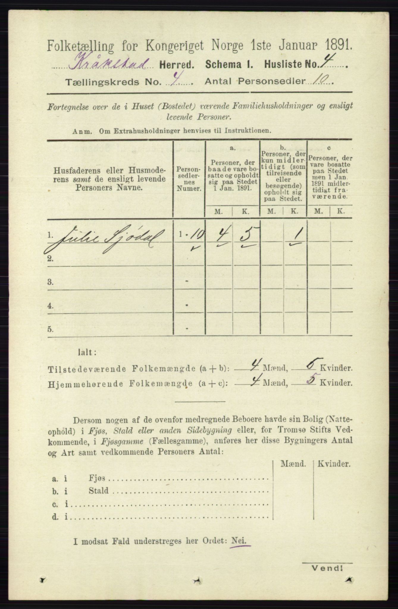 RA, 1891 census for 0212 Kråkstad, 1891, p. 1623