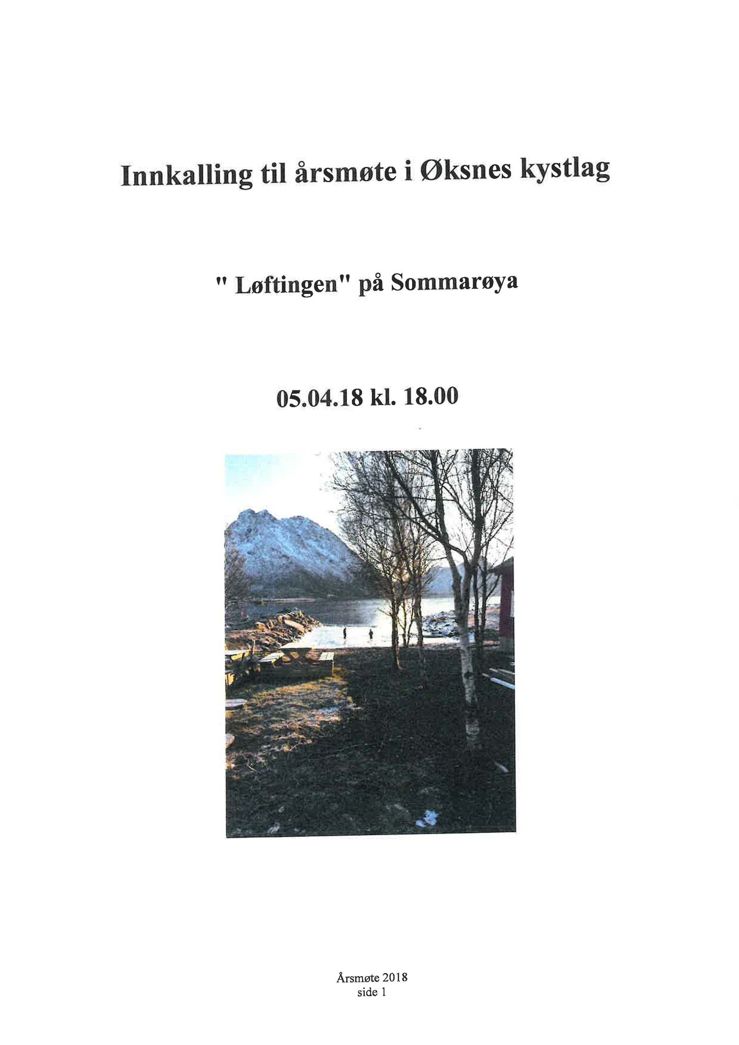 Øksnes kystlag, AIN/A-22/144/A/Aa/L0014: Møtebok, 2018