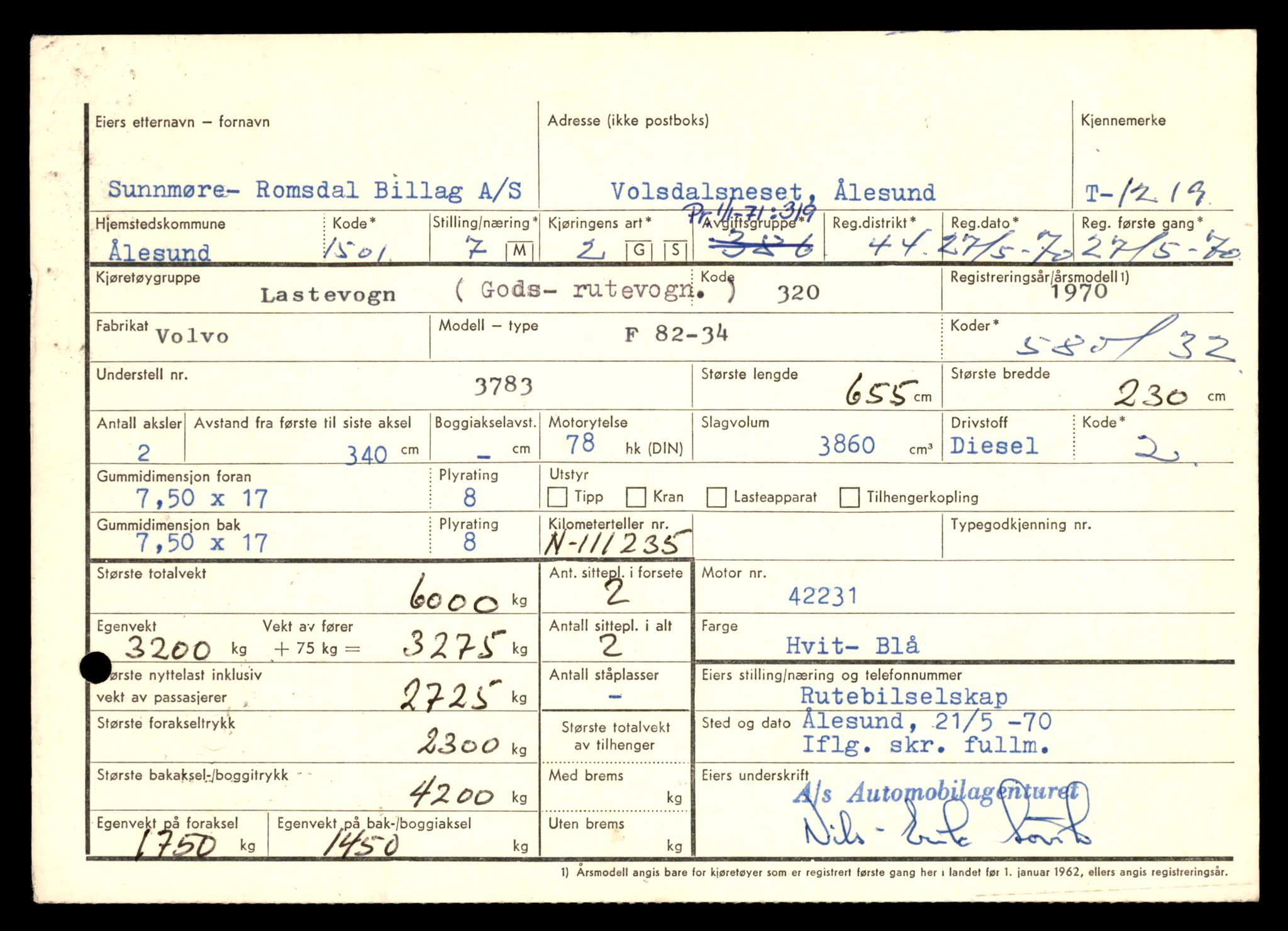 Møre og Romsdal vegkontor - Ålesund trafikkstasjon, SAT/A-4099/F/Fe/L0011: Registreringskort for kjøretøy T 1170 - T 1289, 1927-1998, p. 1545