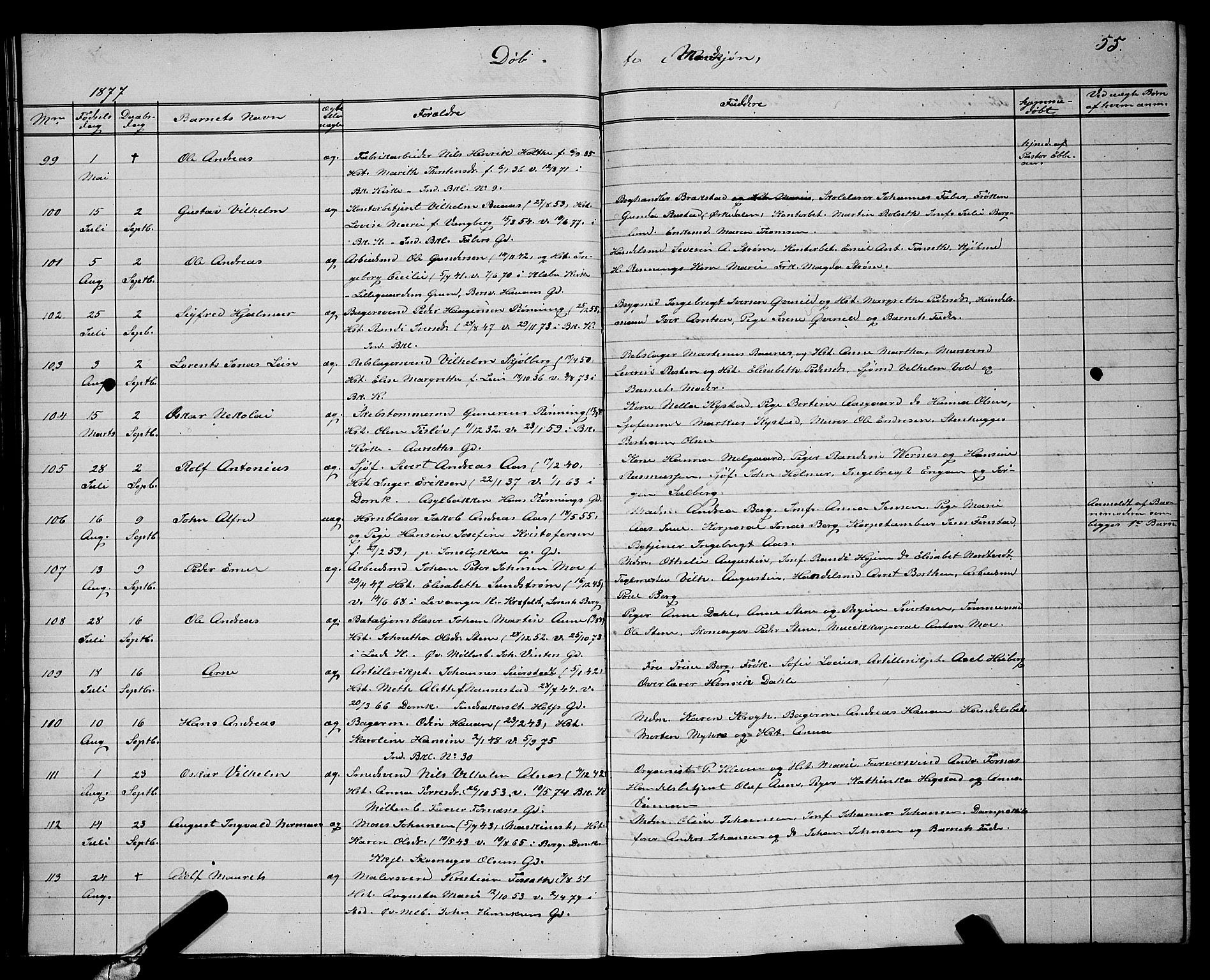 Ministerialprotokoller, klokkerbøker og fødselsregistre - Sør-Trøndelag, AV/SAT-A-1456/604/L0220: Parish register (copy) no. 604C03, 1870-1885, p. 55