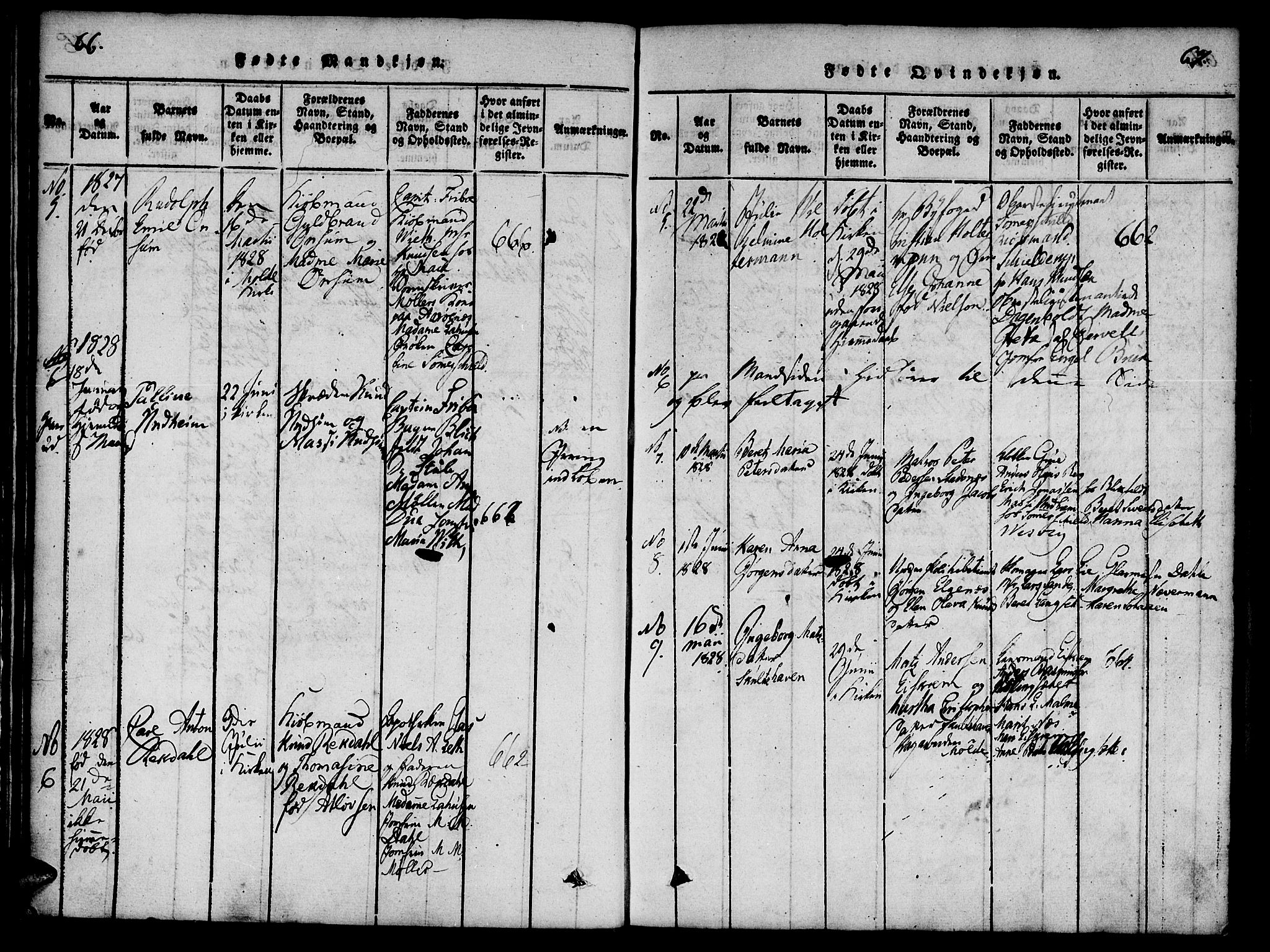 Ministerialprotokoller, klokkerbøker og fødselsregistre - Møre og Romsdal, AV/SAT-A-1454/558/L0688: Parish register (official) no. 558A02, 1818-1843, p. 66-67