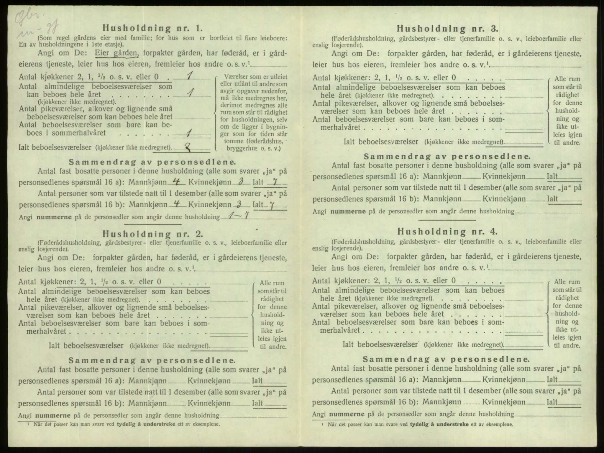 SAB, 1920 census for Hornindal, 1920, p. 99