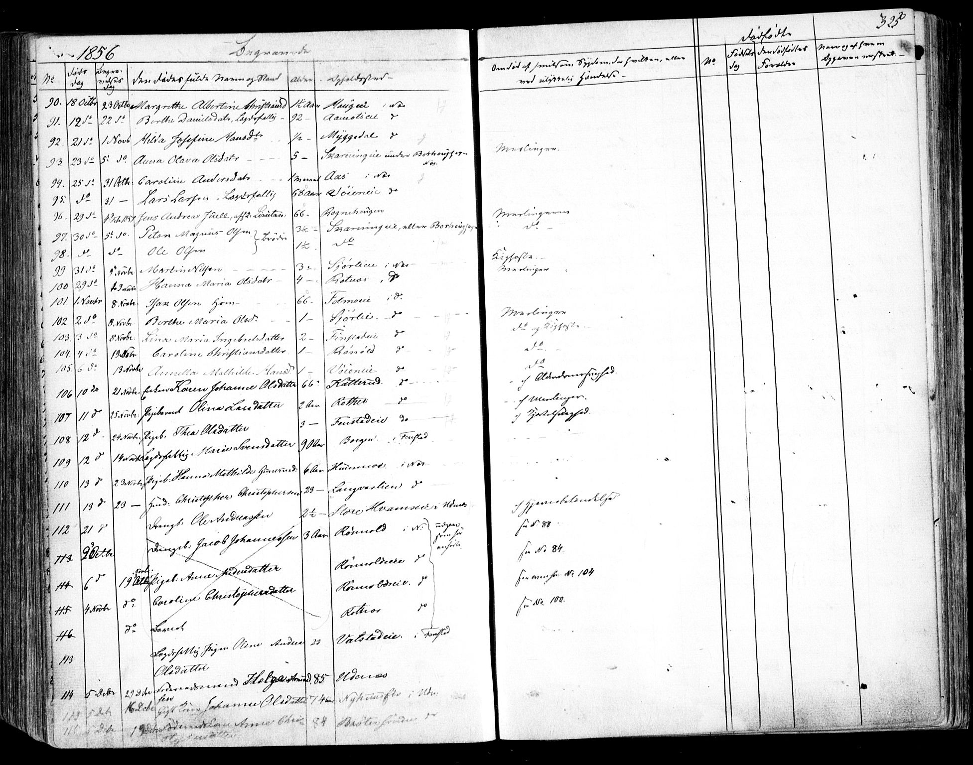 Nes prestekontor Kirkebøker, AV/SAO-A-10410/F/Fa/L0007: Parish register (official) no. I 7, 1846-1858, p. 325