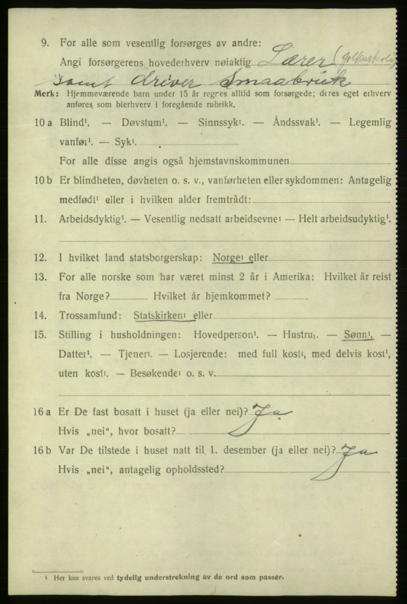 SAB, 1920 census for Ølen, 1920, p. 1548