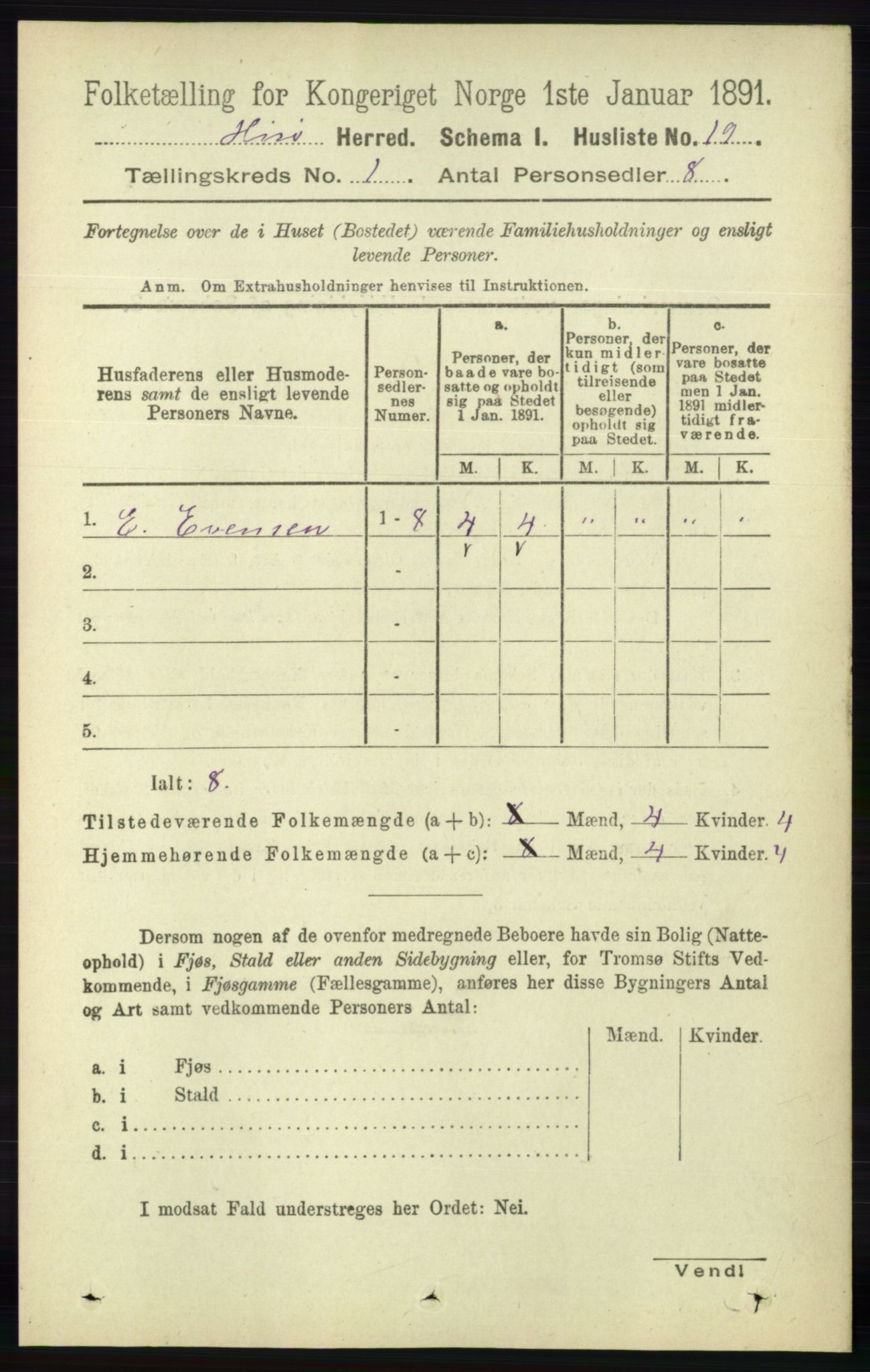 RA, 1891 census for 0922 Hisøy, 1891, p. 37