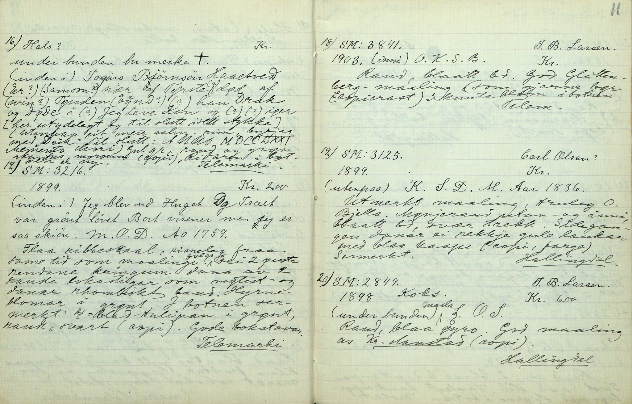 Rikard Berge, TEMU/TGM-A-1003/F/L0007/0047: 251-299 / 297 Registrering av ymse gjenstandar på Brekke museum, 1916-1935, p. 10-11