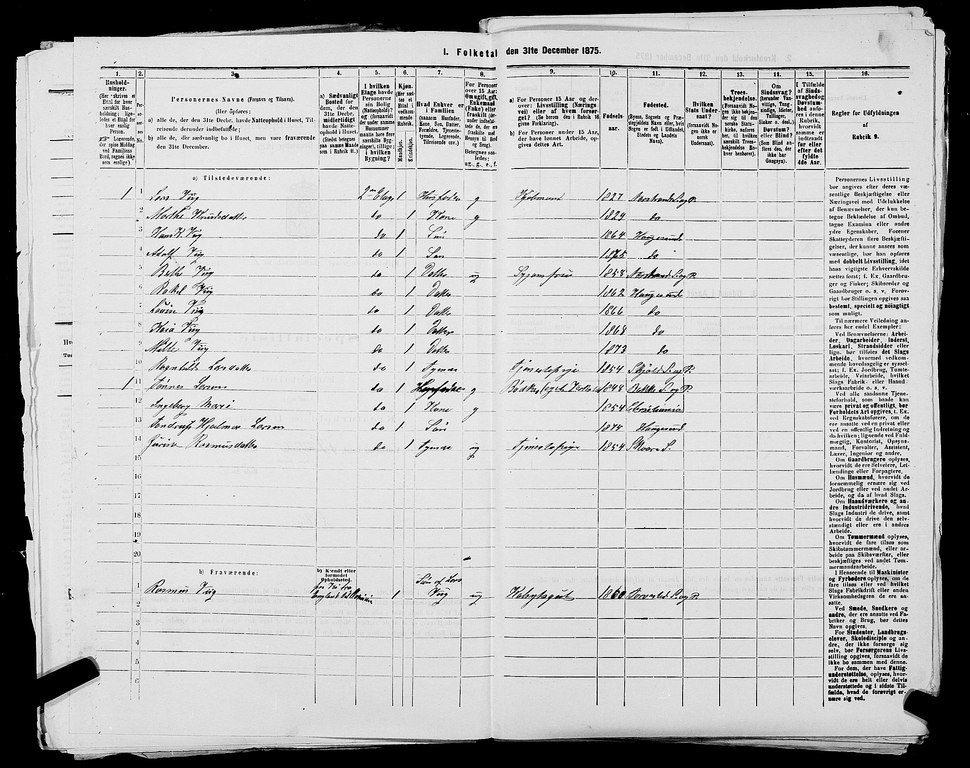 SAST, 1875 census for 1106B Torvastad/Haugesund, 1875, p. 8