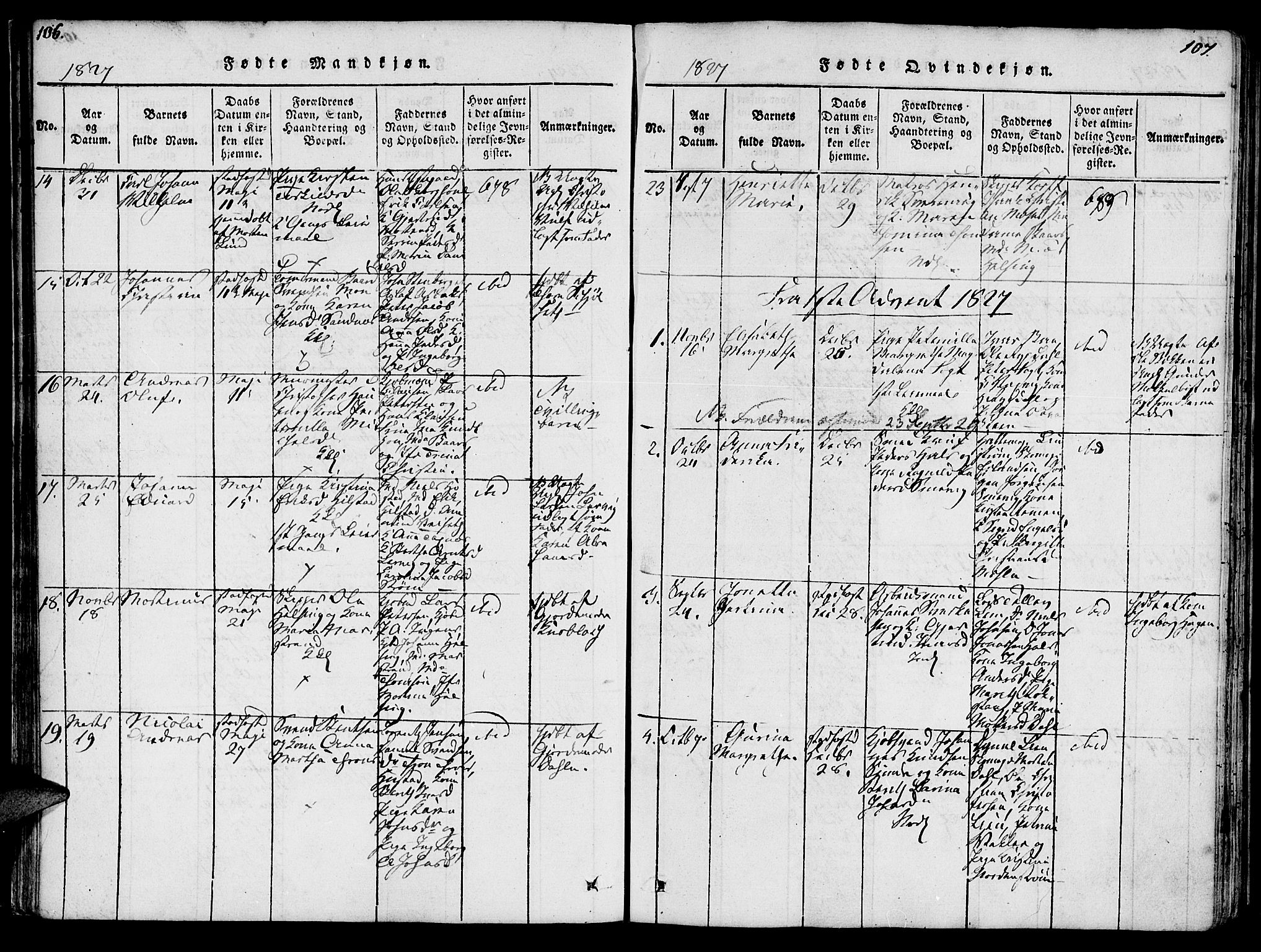 Ministerialprotokoller, klokkerbøker og fødselsregistre - Møre og Romsdal, AV/SAT-A-1454/572/L0842: Parish register (official) no. 572A05, 1819-1832, p. 106-107