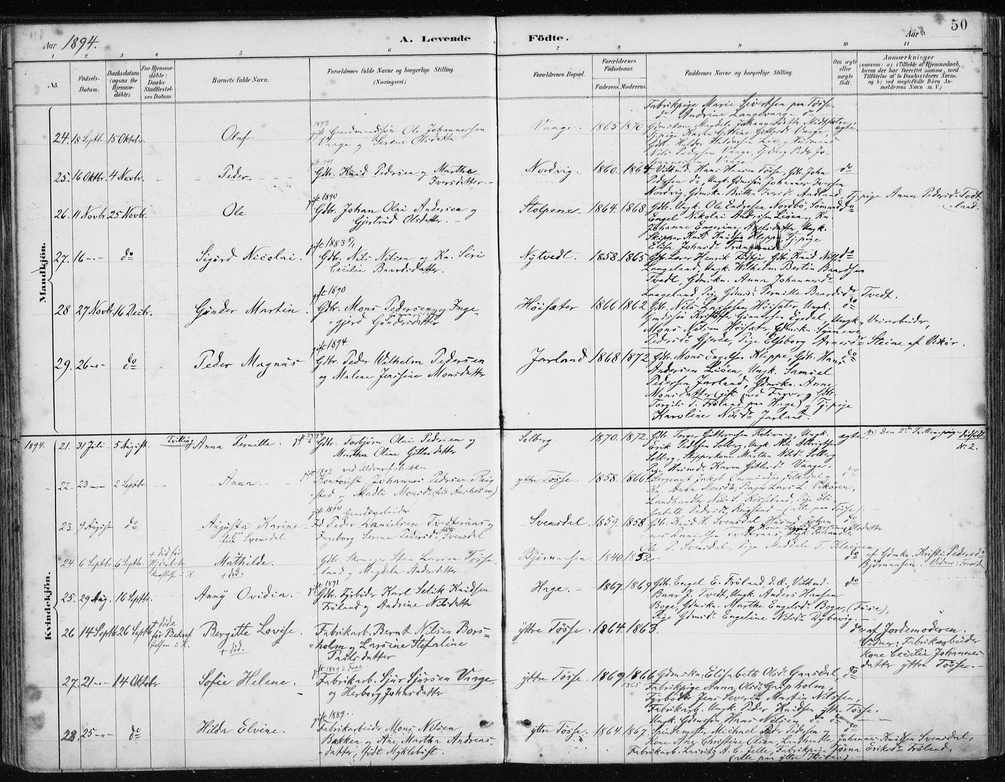 Samnanger Sokneprestembete, AV/SAB-A-77501/H/Haa: Parish register (official) no. A 1, 1885-1901, p. 50