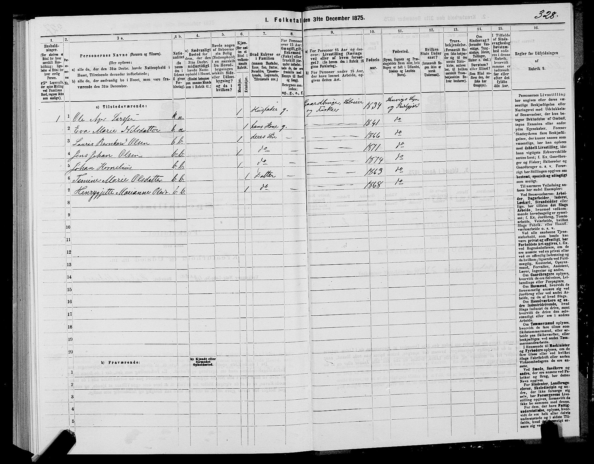 SATØ, 1875 census for 1931P Lenvik, 1875, p. 1328