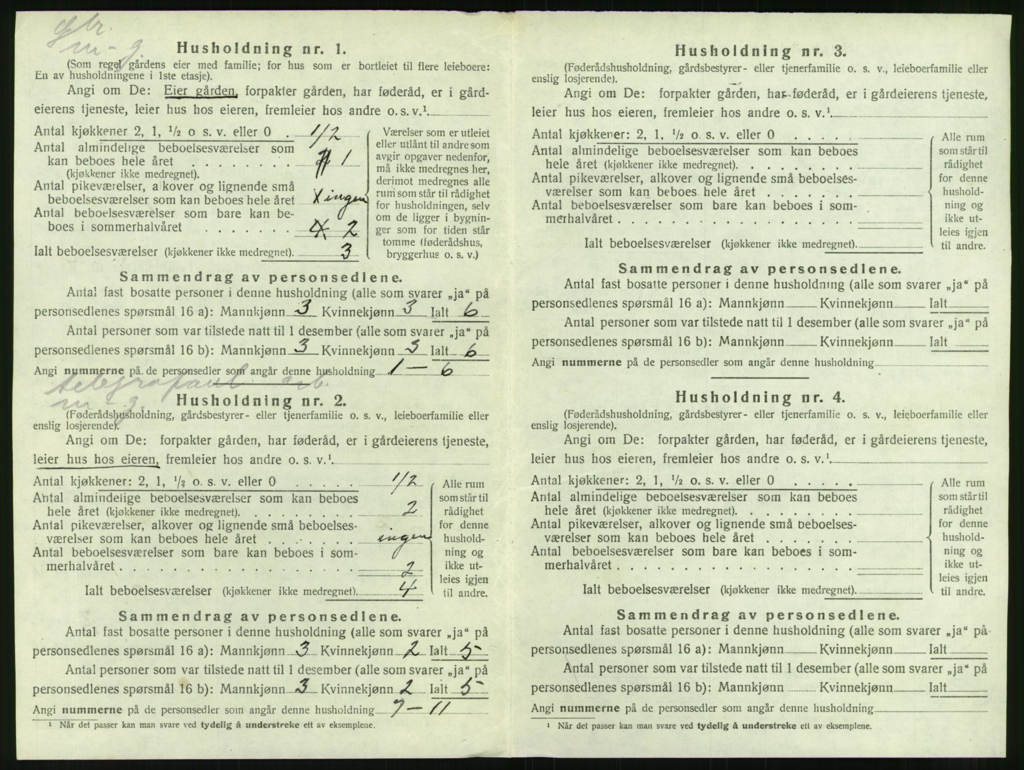 SAT, 1920 census for Nesna, 1920, p. 1070