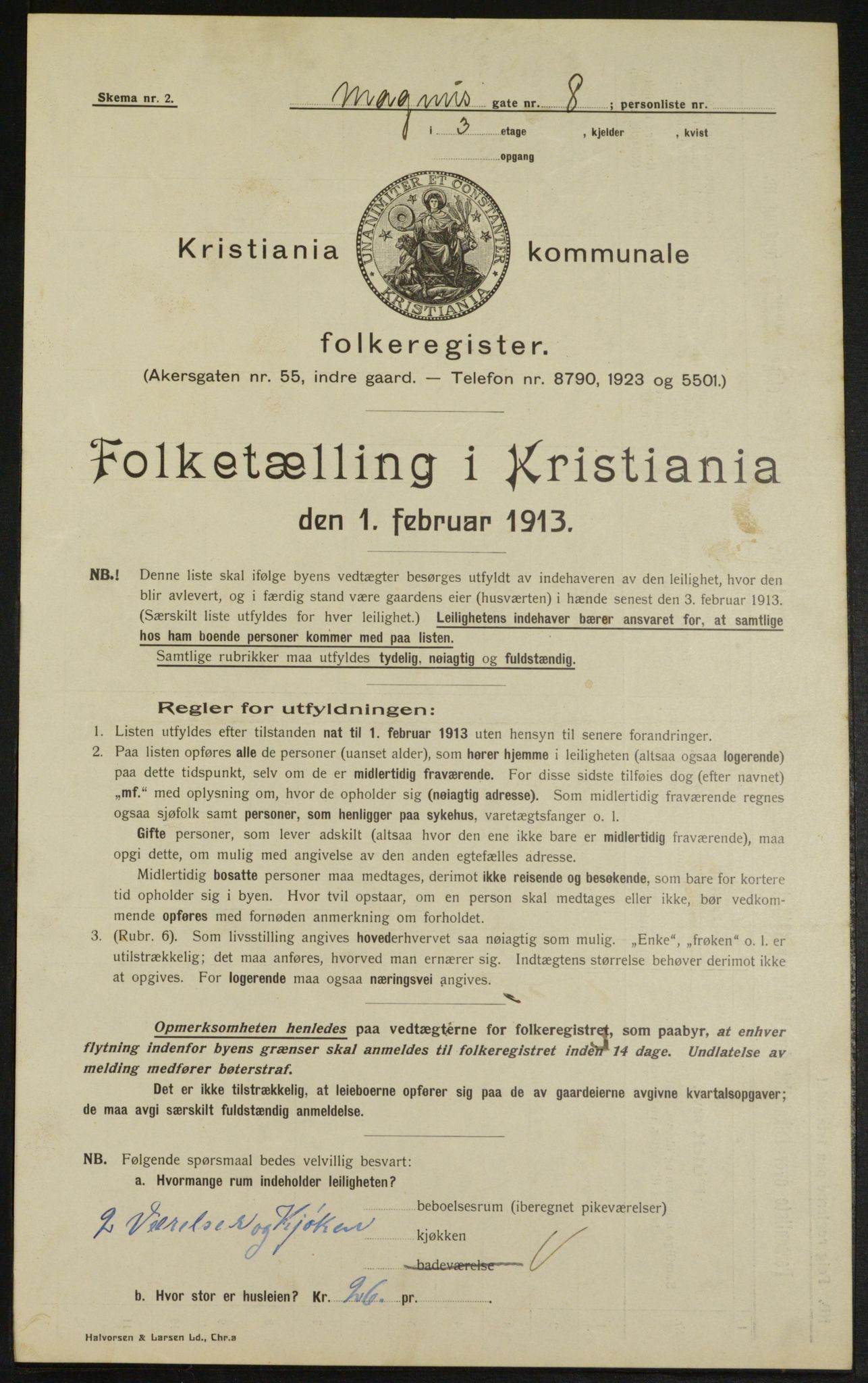 OBA, Municipal Census 1913 for Kristiania, 1913, p. 59397