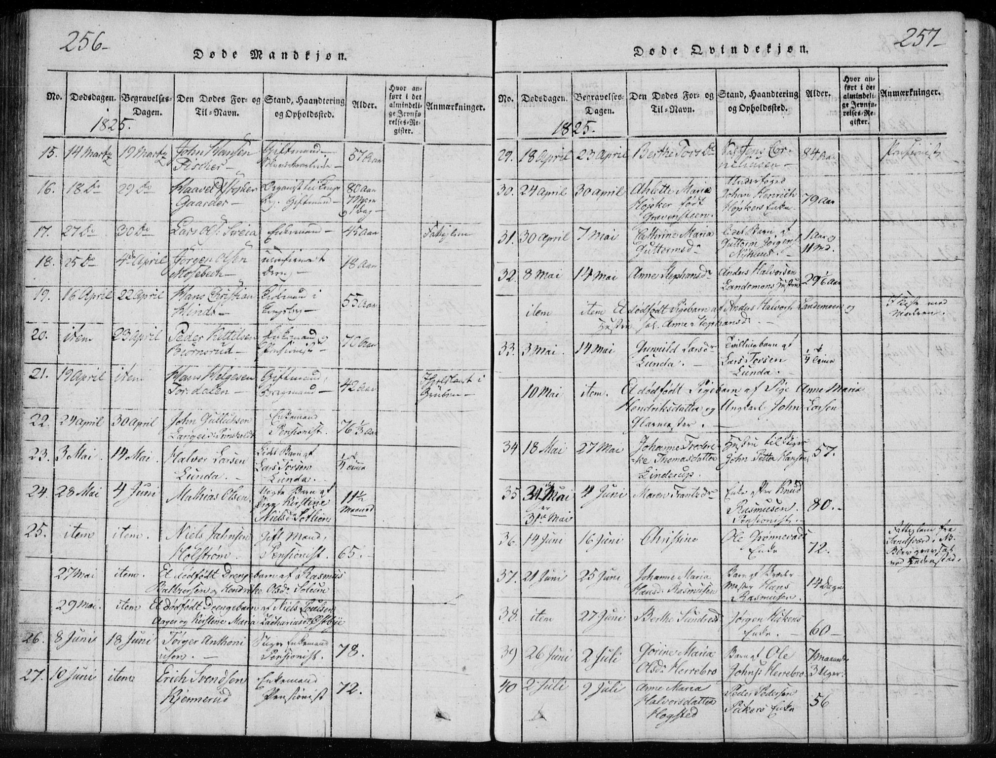 Kongsberg kirkebøker, SAKO/A-22/F/Fa/L0008: Parish register (official) no. I 8, 1816-1839, p. 256-257
