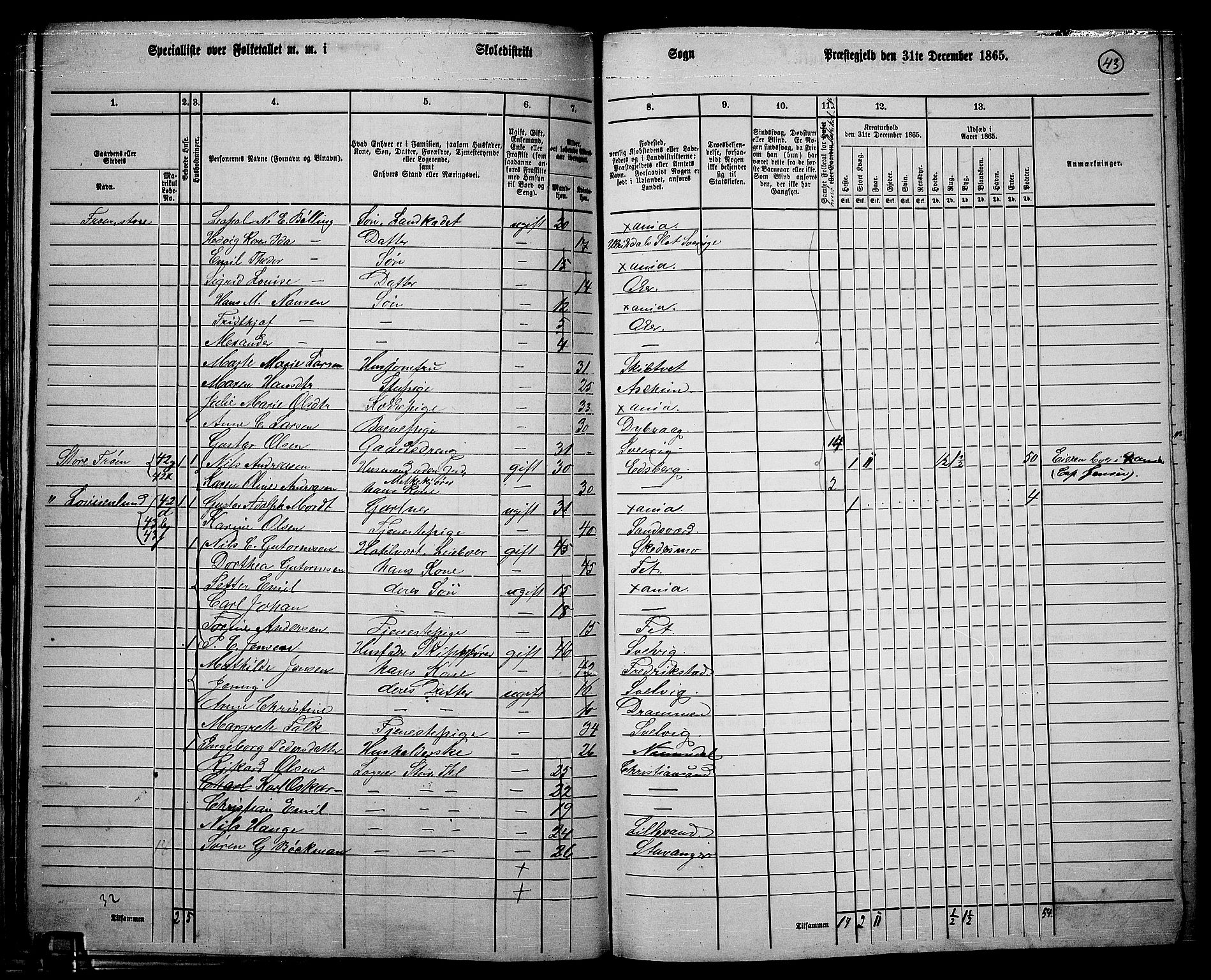 RA, 1865 census for Vestre Aker, 1865, p. 40