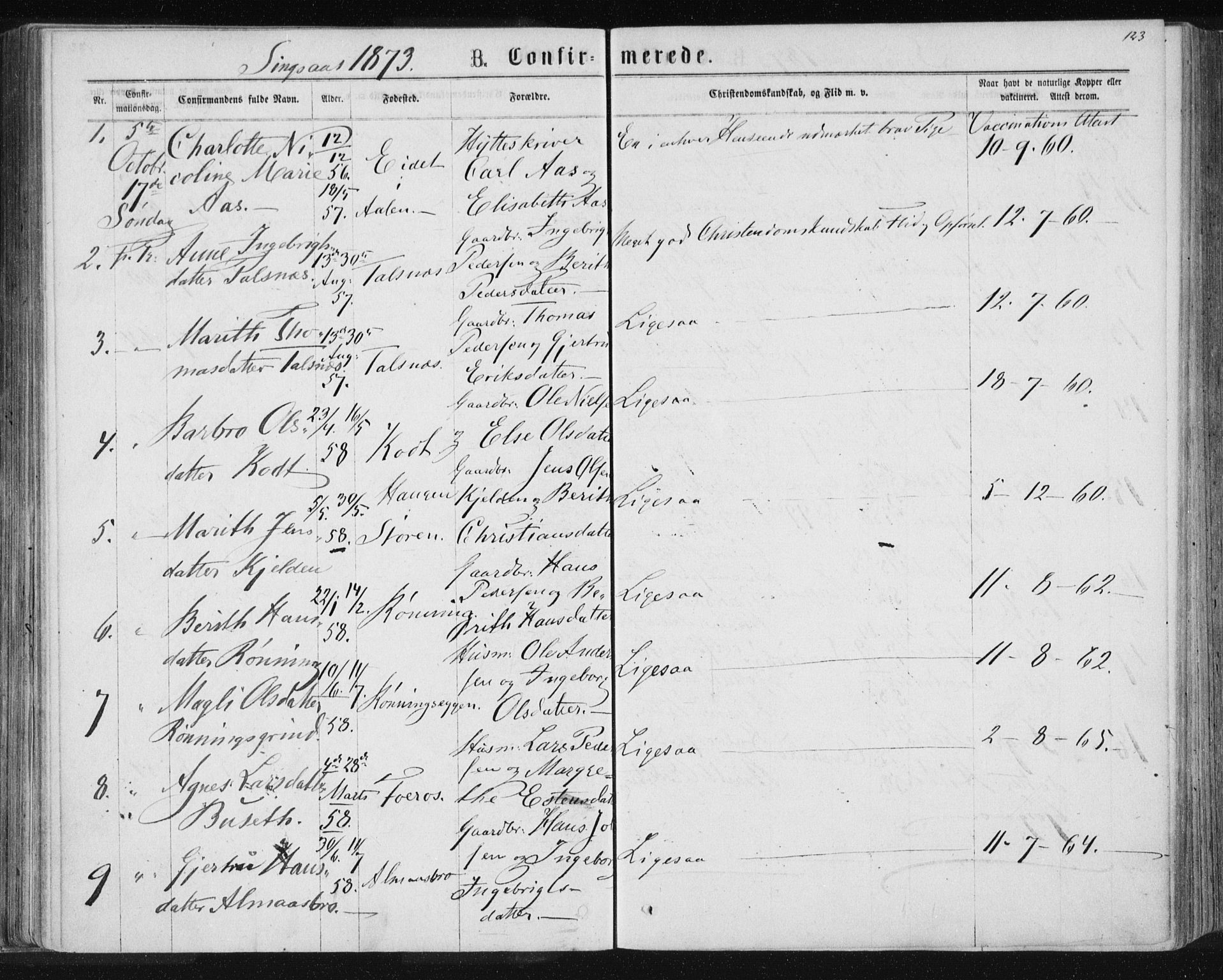 Ministerialprotokoller, klokkerbøker og fødselsregistre - Sør-Trøndelag, AV/SAT-A-1456/685/L0970: Parish register (official) no. 685A08 /2, 1870-1878, p. 123