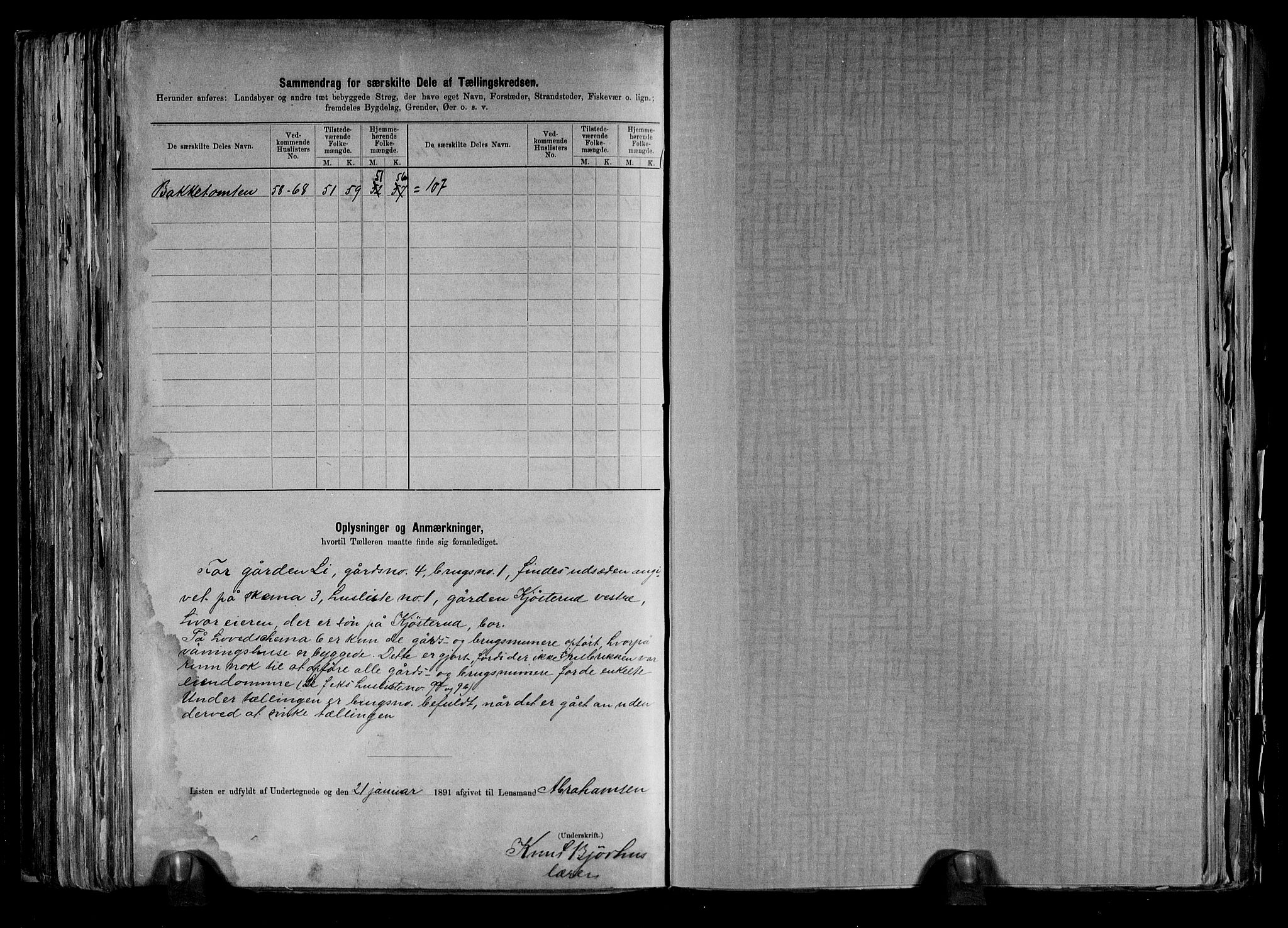 RA, 1891 census for 0626 Lier, 1891, p. 44