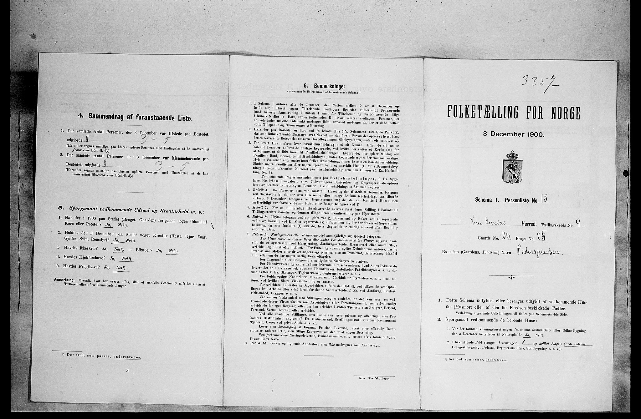 SAH, 1900 census for Lille Elvedalen, 1900, p. 667