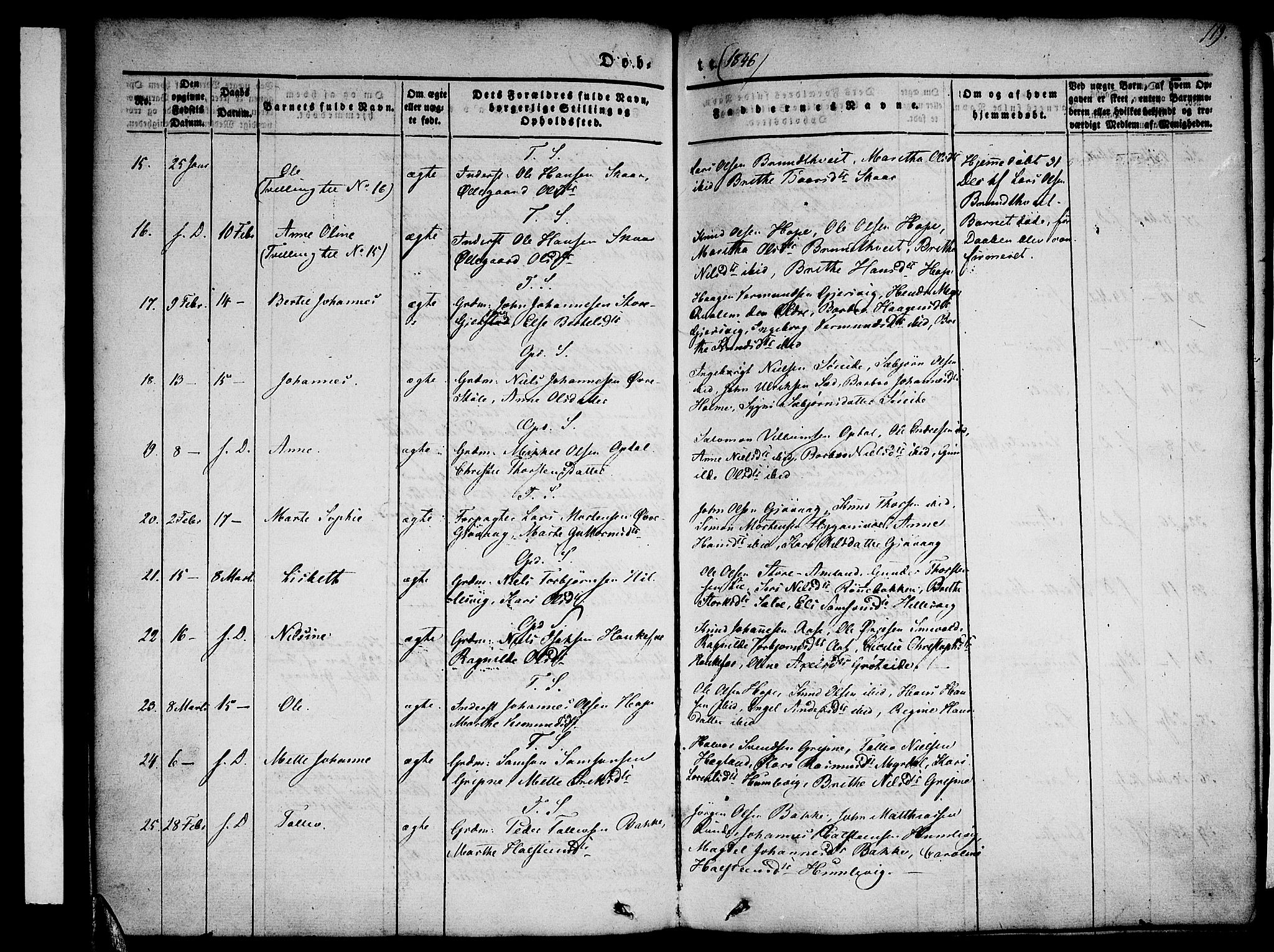 Tysnes sokneprestembete, AV/SAB-A-78601/H/Haa: Parish register (official) no. A 9, 1837-1848, p. 119