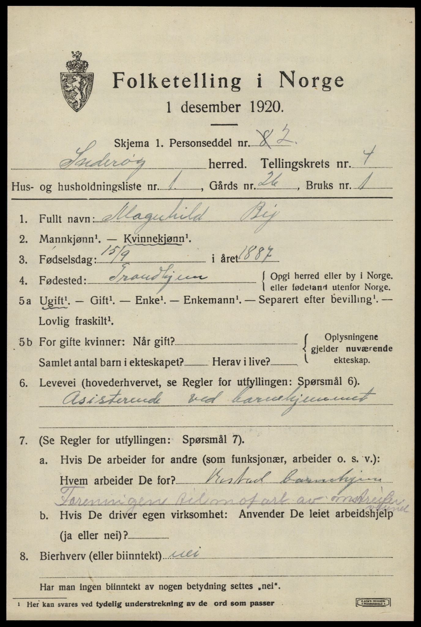 SAT, 1920 census for Inderøy, 1920, p. 3339