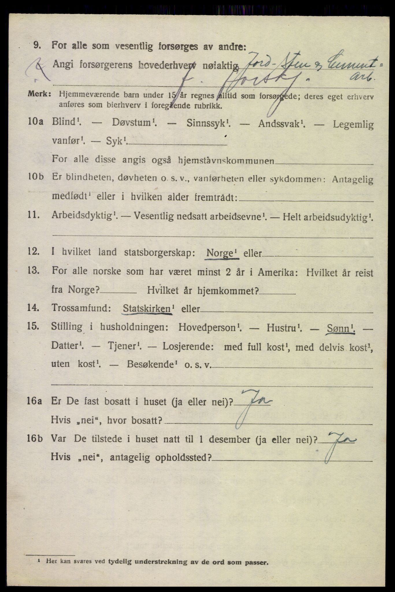 SAK, 1920 census for Oddernes, 1920, p. 7060