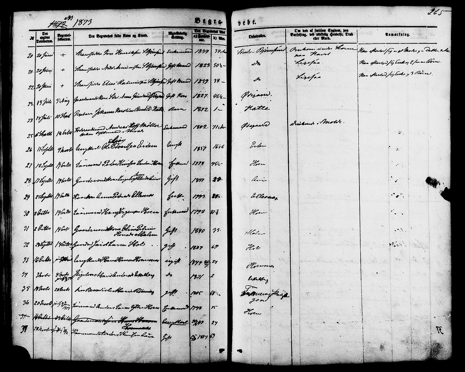 Ministerialprotokoller, klokkerbøker og fødselsregistre - Møre og Romsdal, SAT/A-1454/565/L0749: Parish register (official) no. 565A03, 1871-1886, p. 265
