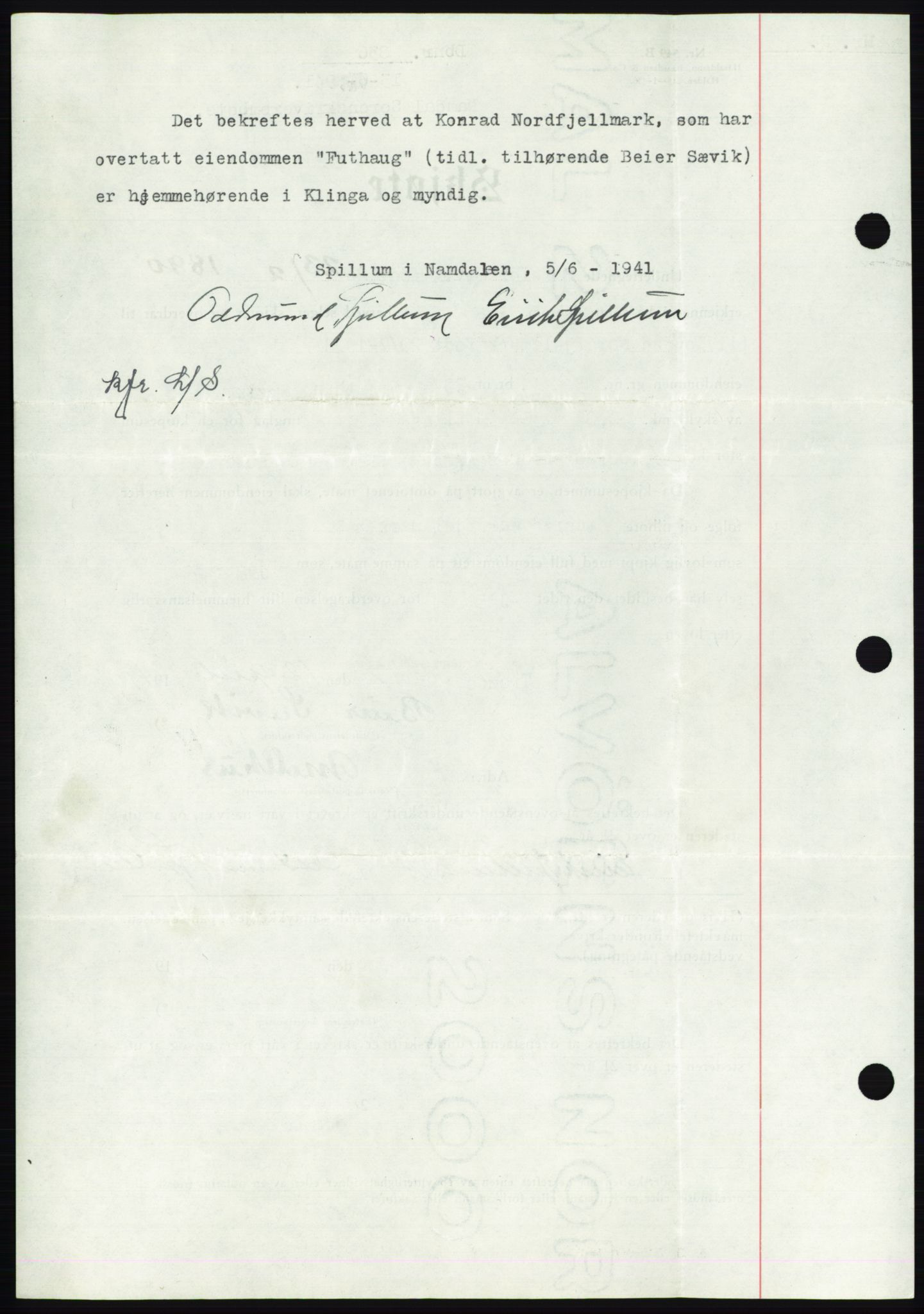 Namdal sorenskriveri, SAT/A-4133/1/2/2C: Mortgage book no. -, 1940-1941, Deed date: 13.06.1941