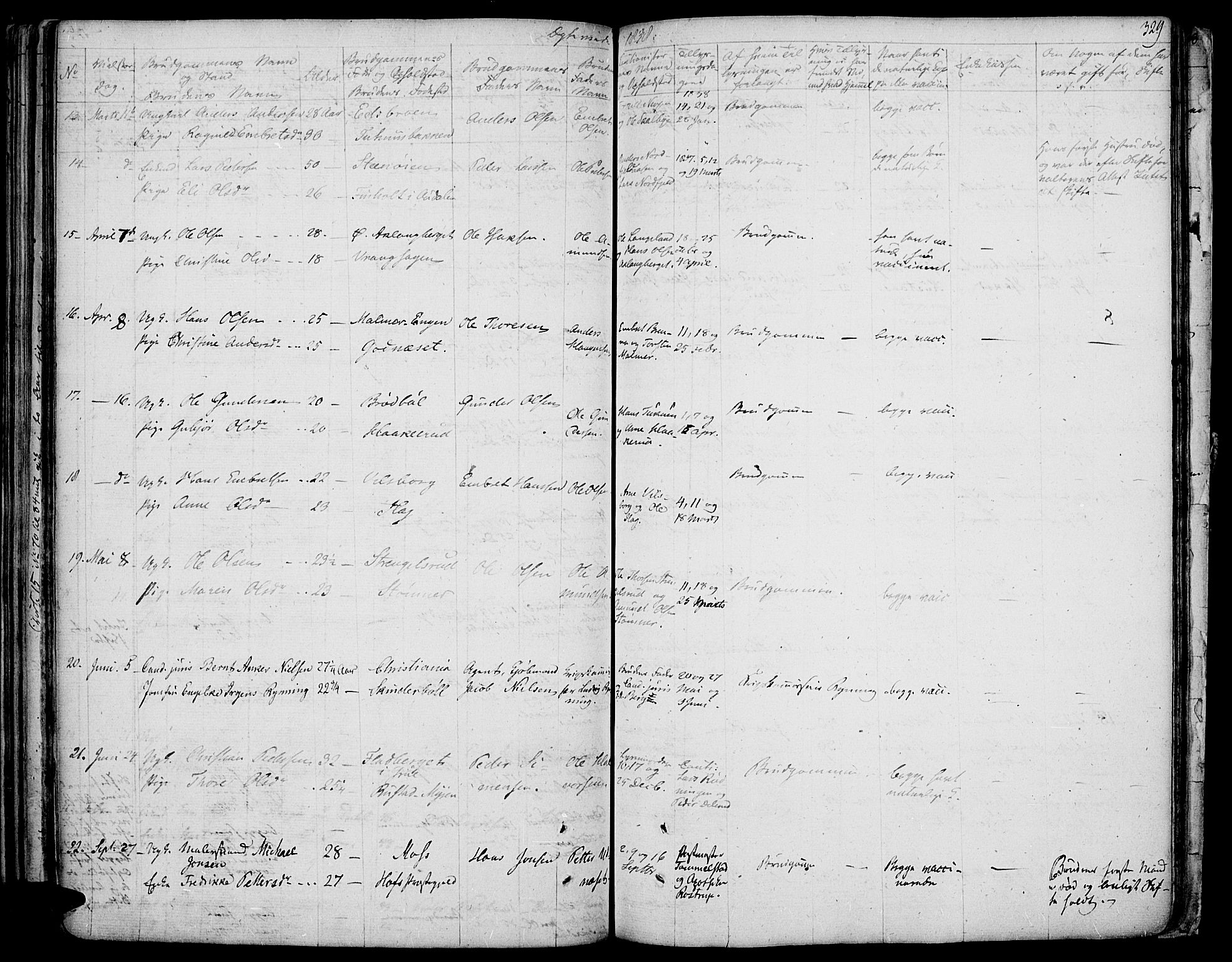 Vinger prestekontor, AV/SAH-PREST-024/H/Ha/Haa/L0007: Parish register (official) no. 7, 1826-1839, p. 329