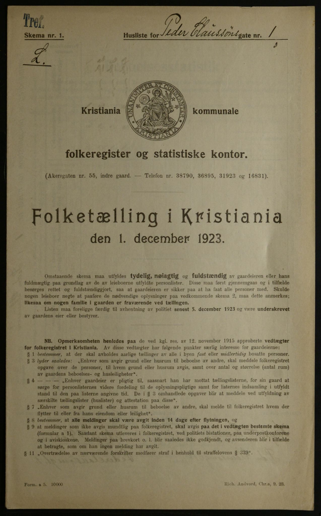 OBA, Municipal Census 1923 for Kristiania, 1923, p. 86803