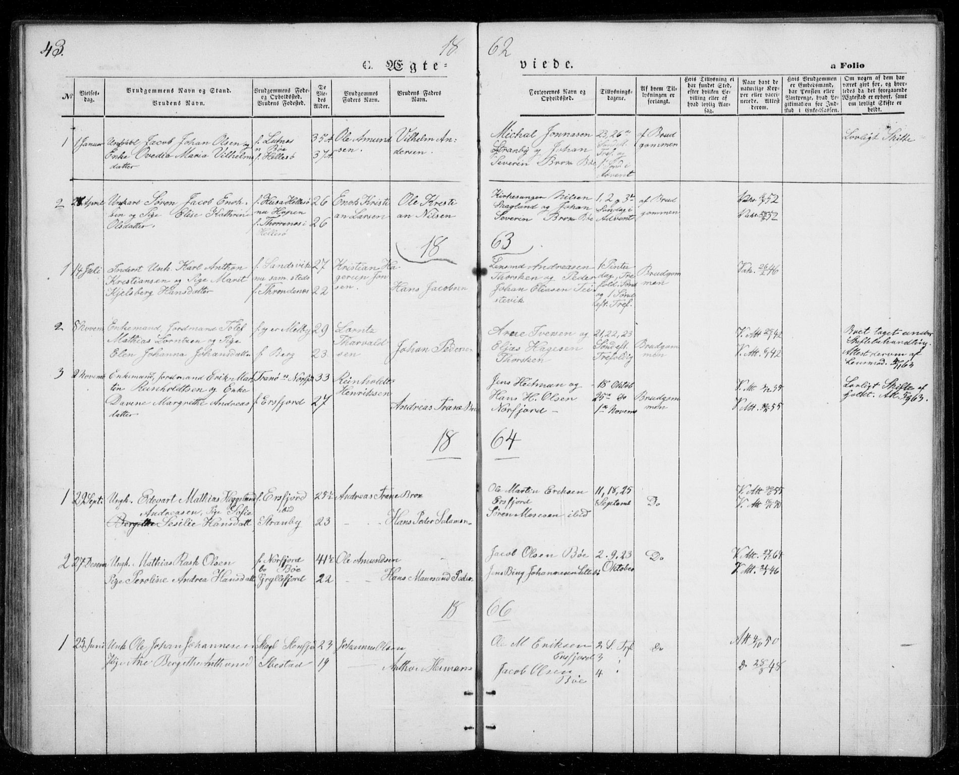 Berg sokneprestkontor, SATØ/S-1318/G/Ga/Gab/L0002klokker: Parish register (copy) no. 2, 1851-1874, p. 43