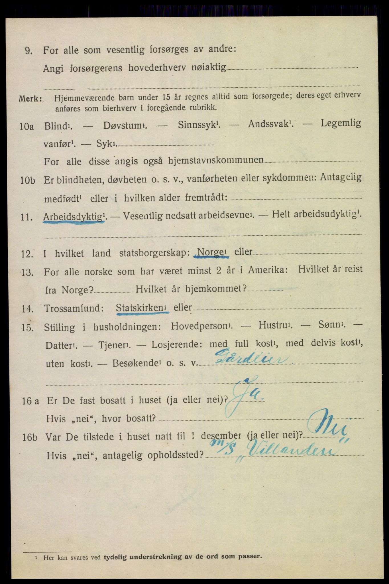 SAK, 1920 census for Høvåg, 1920, p. 3091