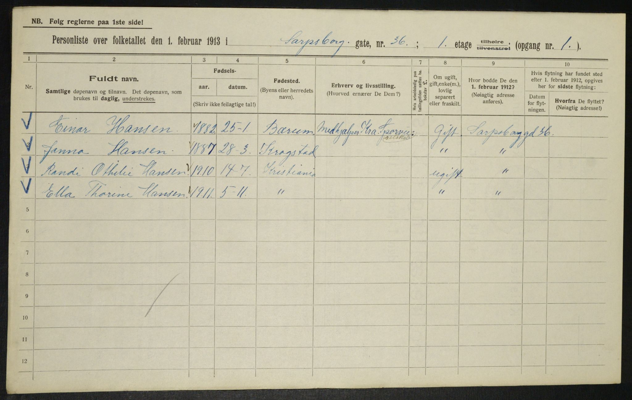 OBA, Municipal Census 1913 for Kristiania, 1913, p. 89202