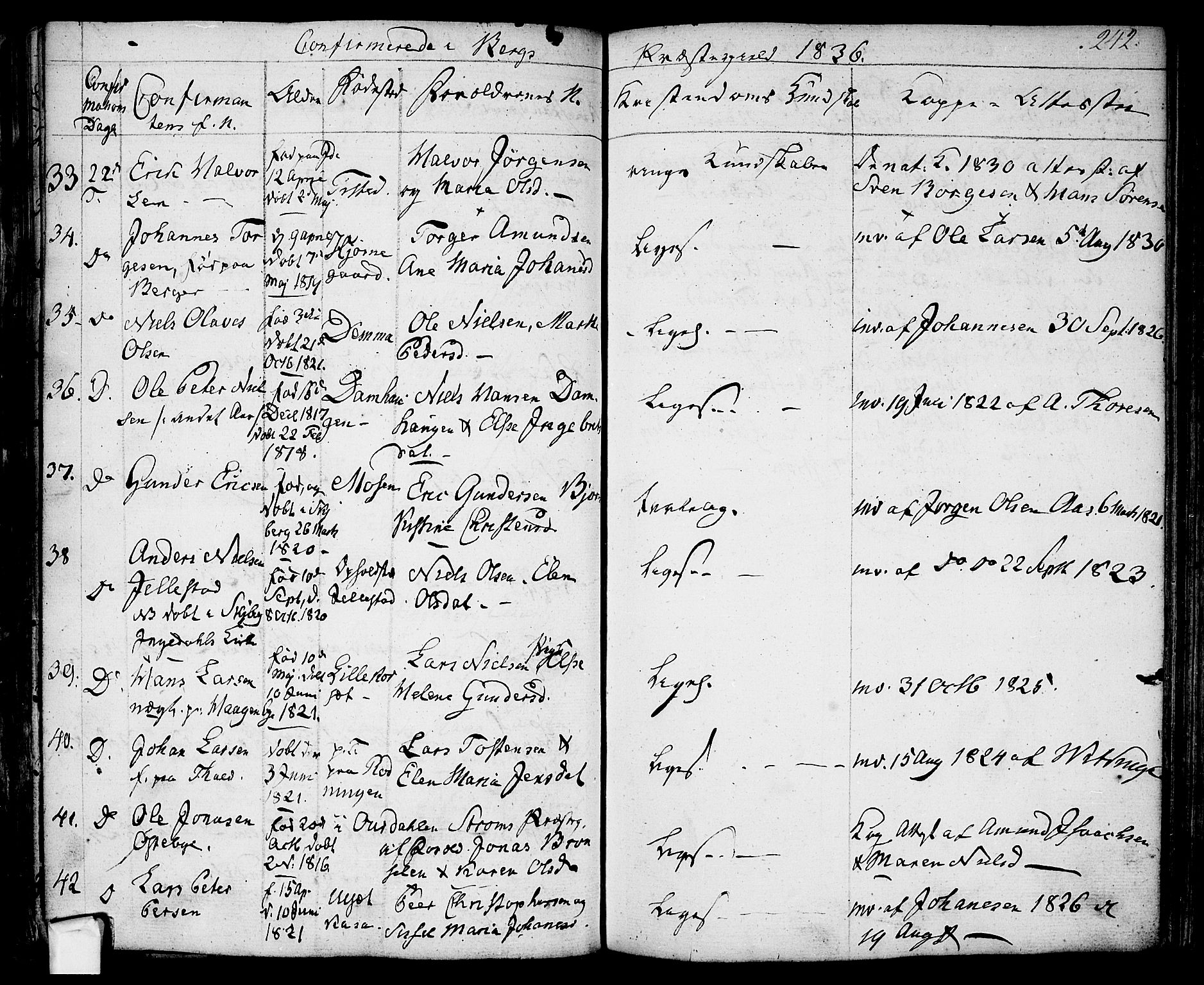 Berg prestekontor Kirkebøker, SAO/A-10902/F/Fa/L0003: Parish register (official) no. I 3, 1832-1842, p. 242