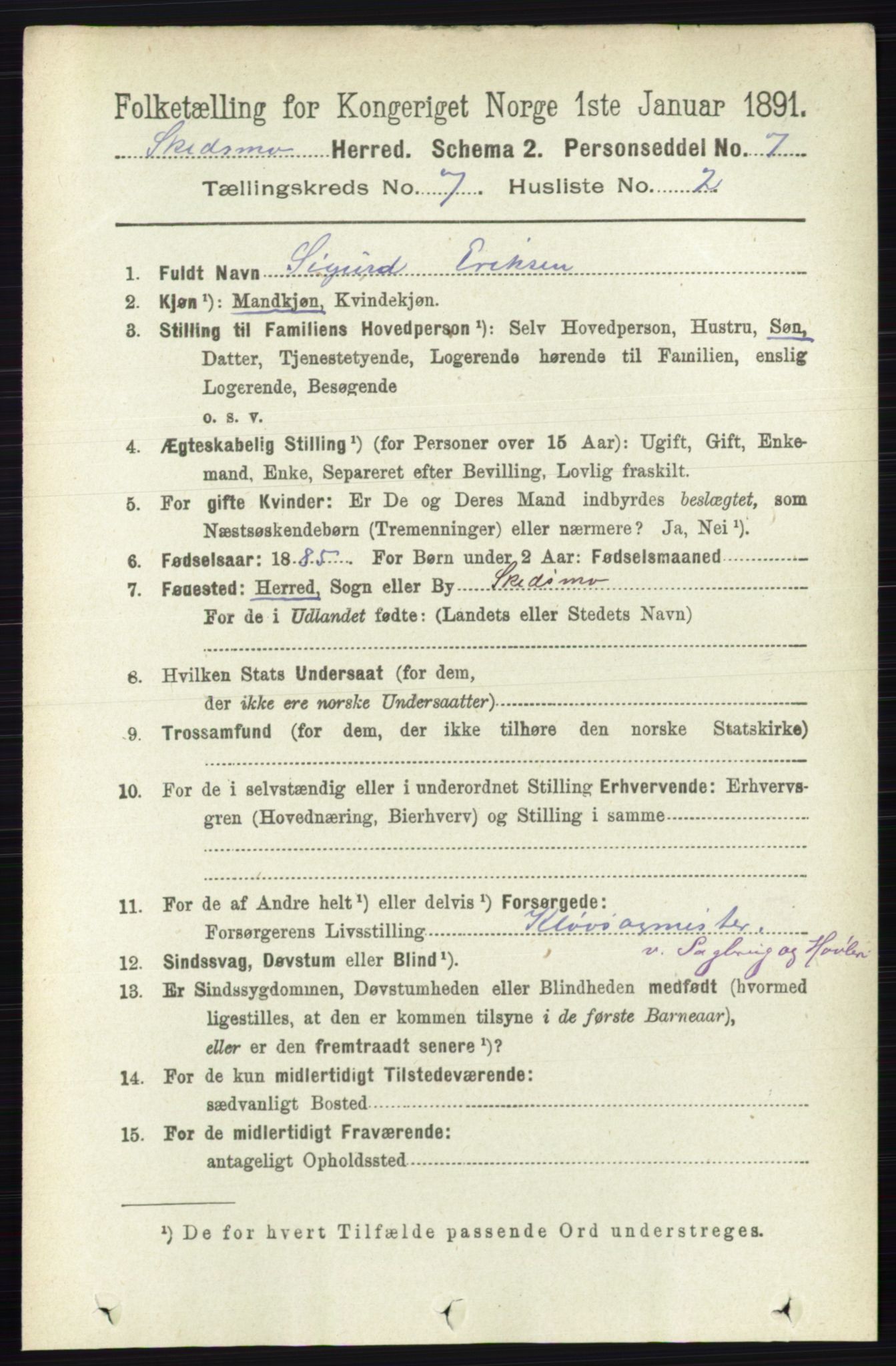 RA, 1891 census for 0231 Skedsmo, 1891, p. 3354