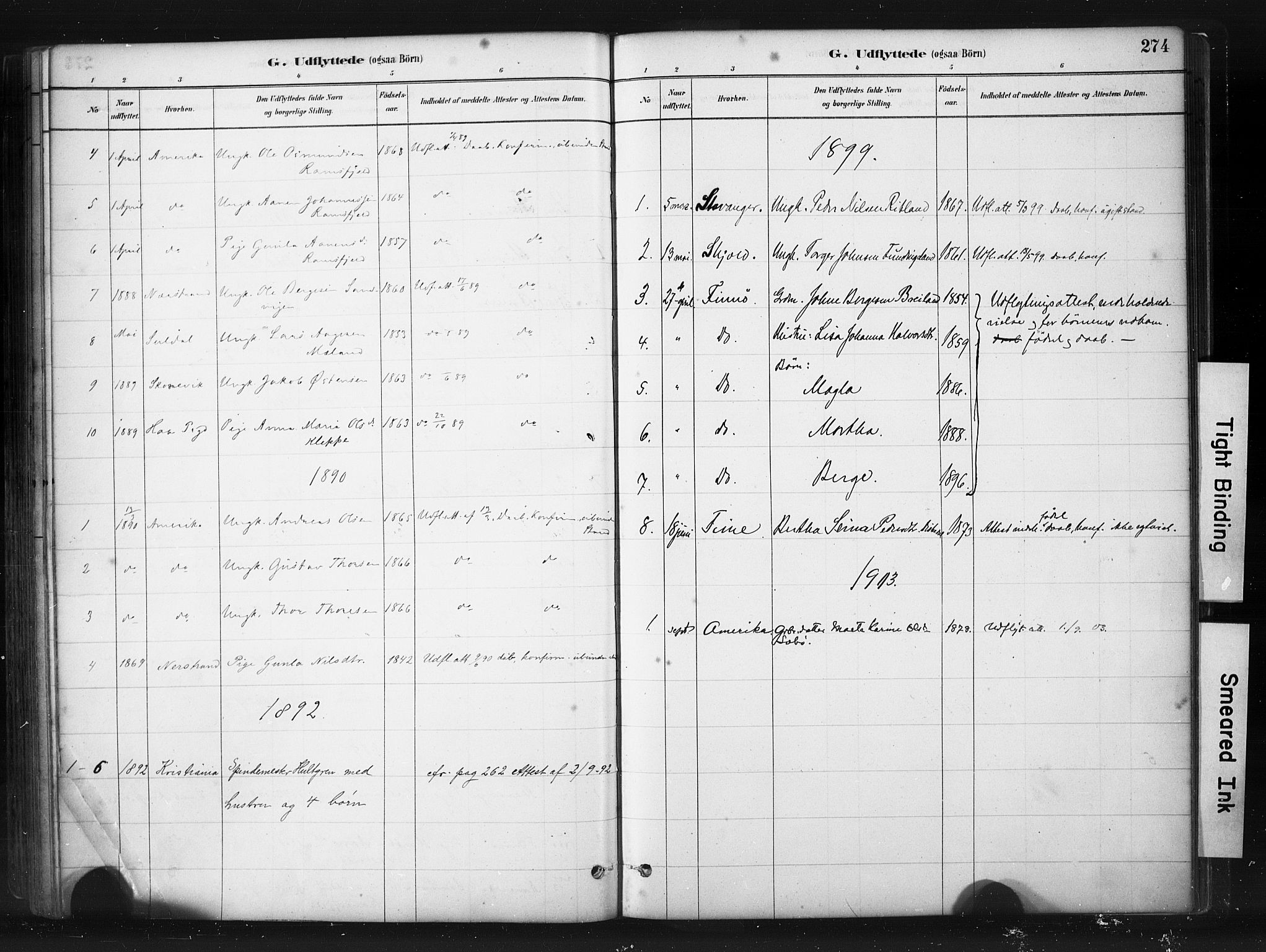 Hjelmeland sokneprestkontor, AV/SAST-A-101843/01/IV/L0014: Parish register (official) no. A 14, 1879-1900, p. 274