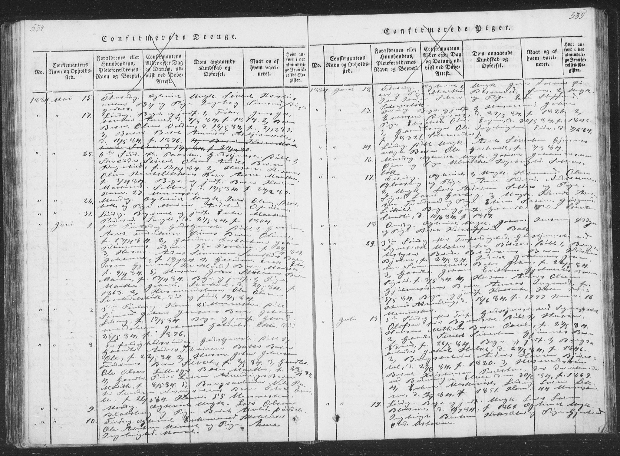 Ministerialprotokoller, klokkerbøker og fødselsregistre - Sør-Trøndelag, AV/SAT-A-1456/668/L0816: Parish register (copy) no. 668C05, 1816-1893, p. 534-535