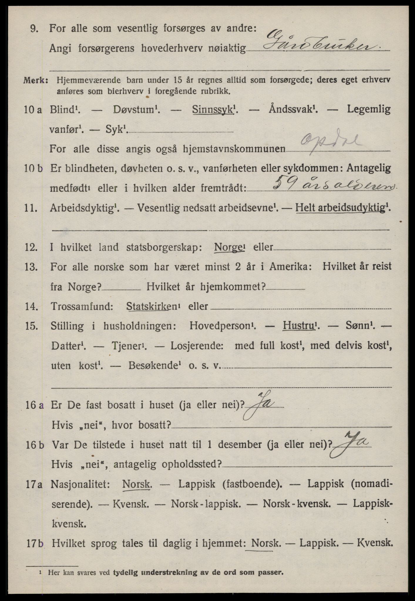 SAT, 1920 census for Oppdal, 1920, p. 4968