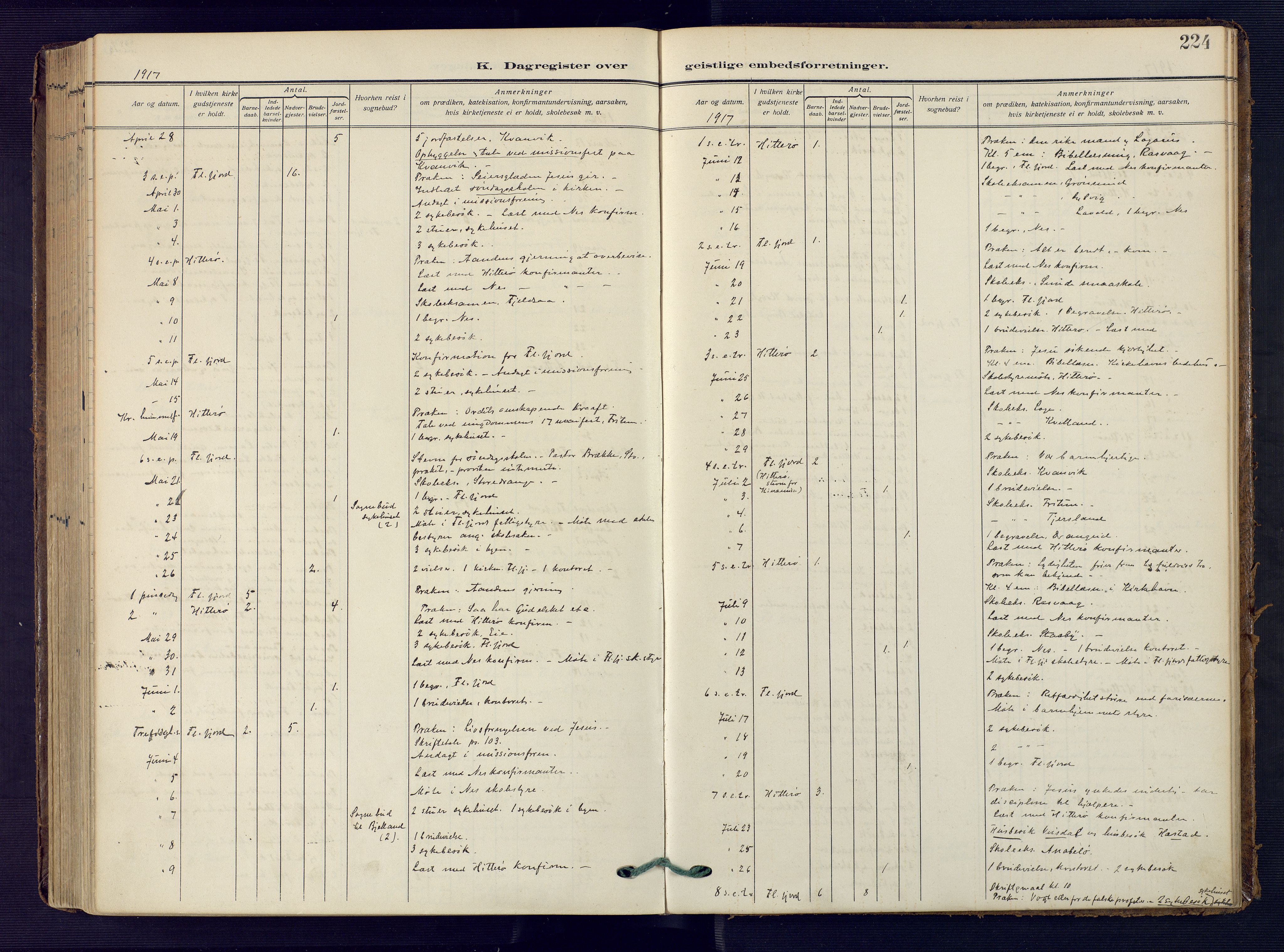 Flekkefjord sokneprestkontor, AV/SAK-1111-0012/F/Fa/Faa/L0003: Parish register (official) no. A 3, 1913-1928, p. 224