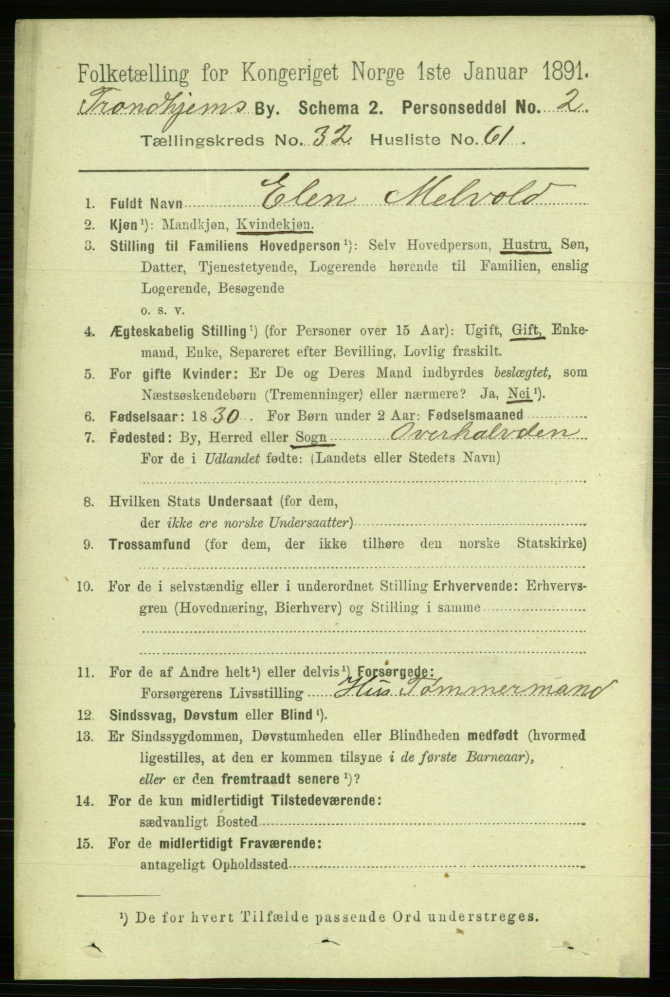 RA, 1891 census for 1601 Trondheim, 1891, p. 24948